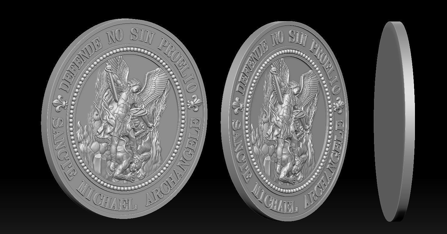 Saint Michael Archangel Medal 3D print model_7