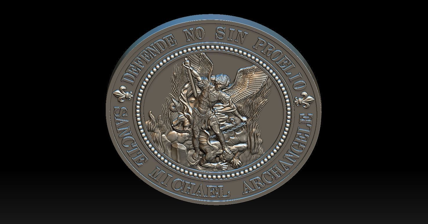 Saint Michael Archangel Medal 3D print model_20