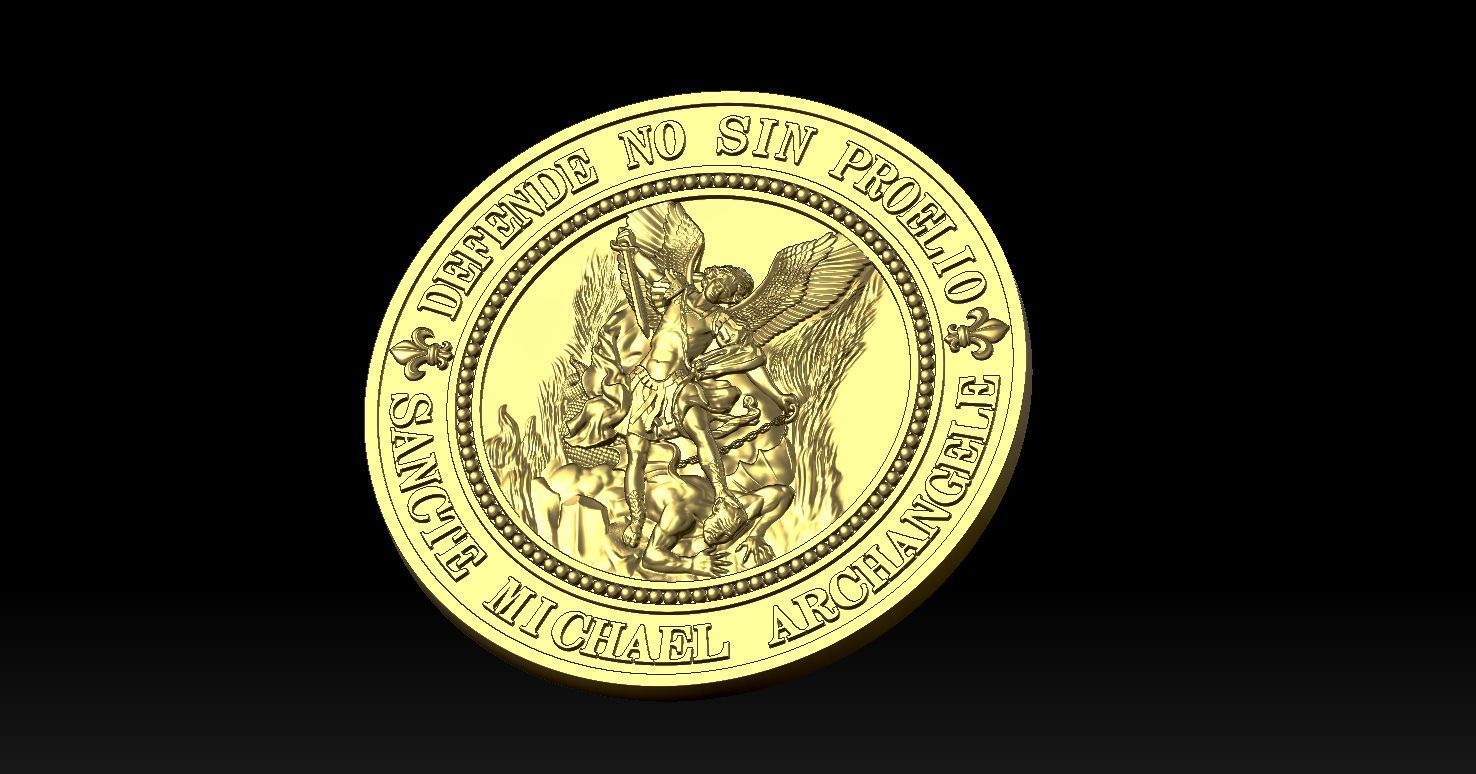 Saint Michael Archangel Medal 3D print model_5