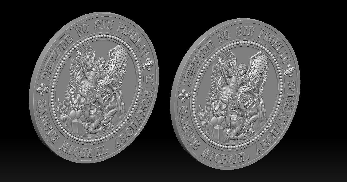 Saint Michael Archangel Medal 3D print model_16
