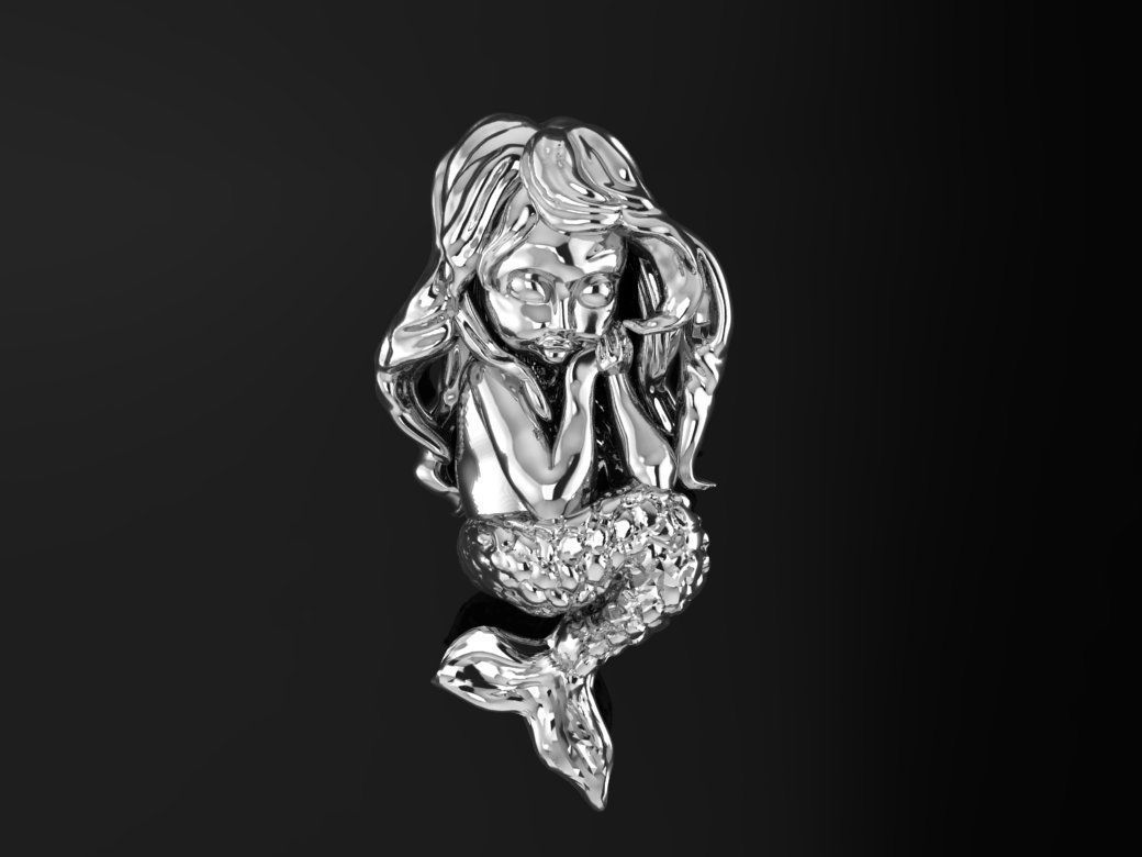 mermaid necklace  3D print model_1