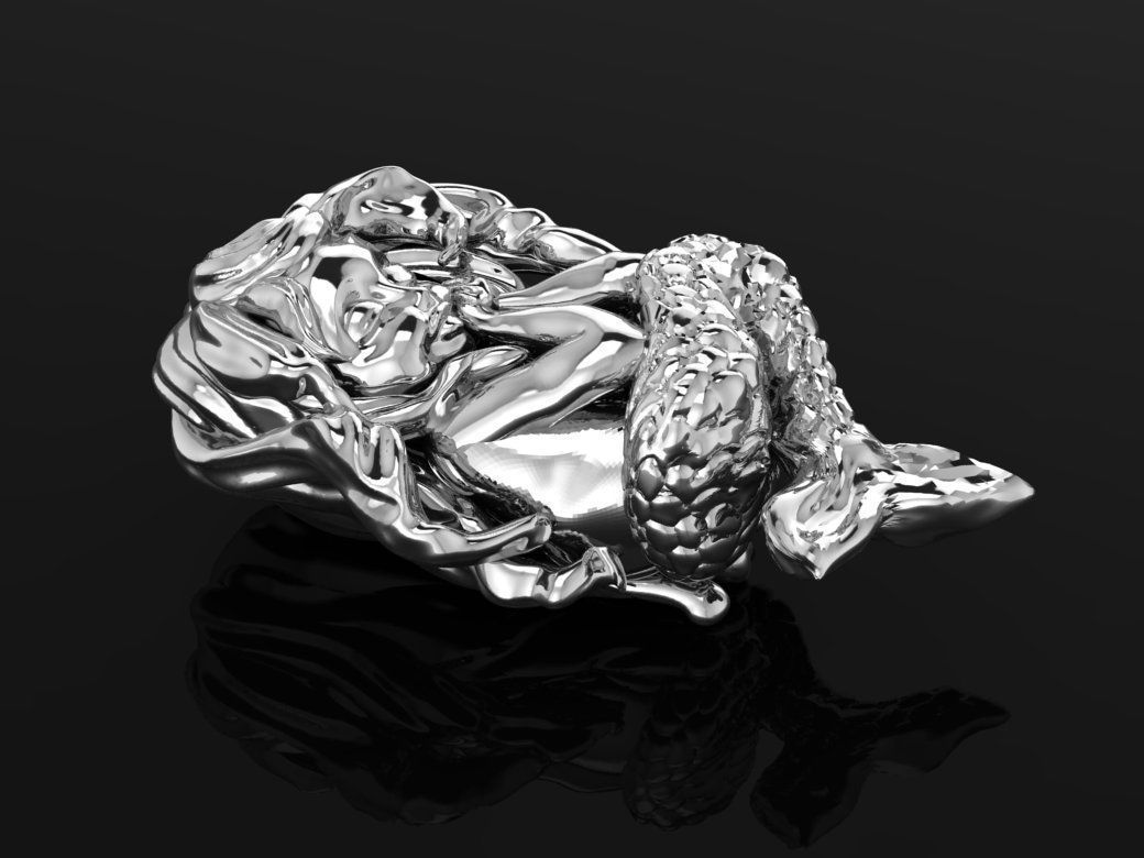 mermaid necklace  3D print model_3