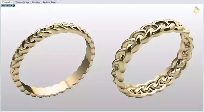 rings inspired by waves in two sizes and weights