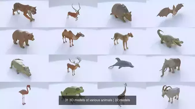 31 3D models of various animals 3D Model Collection