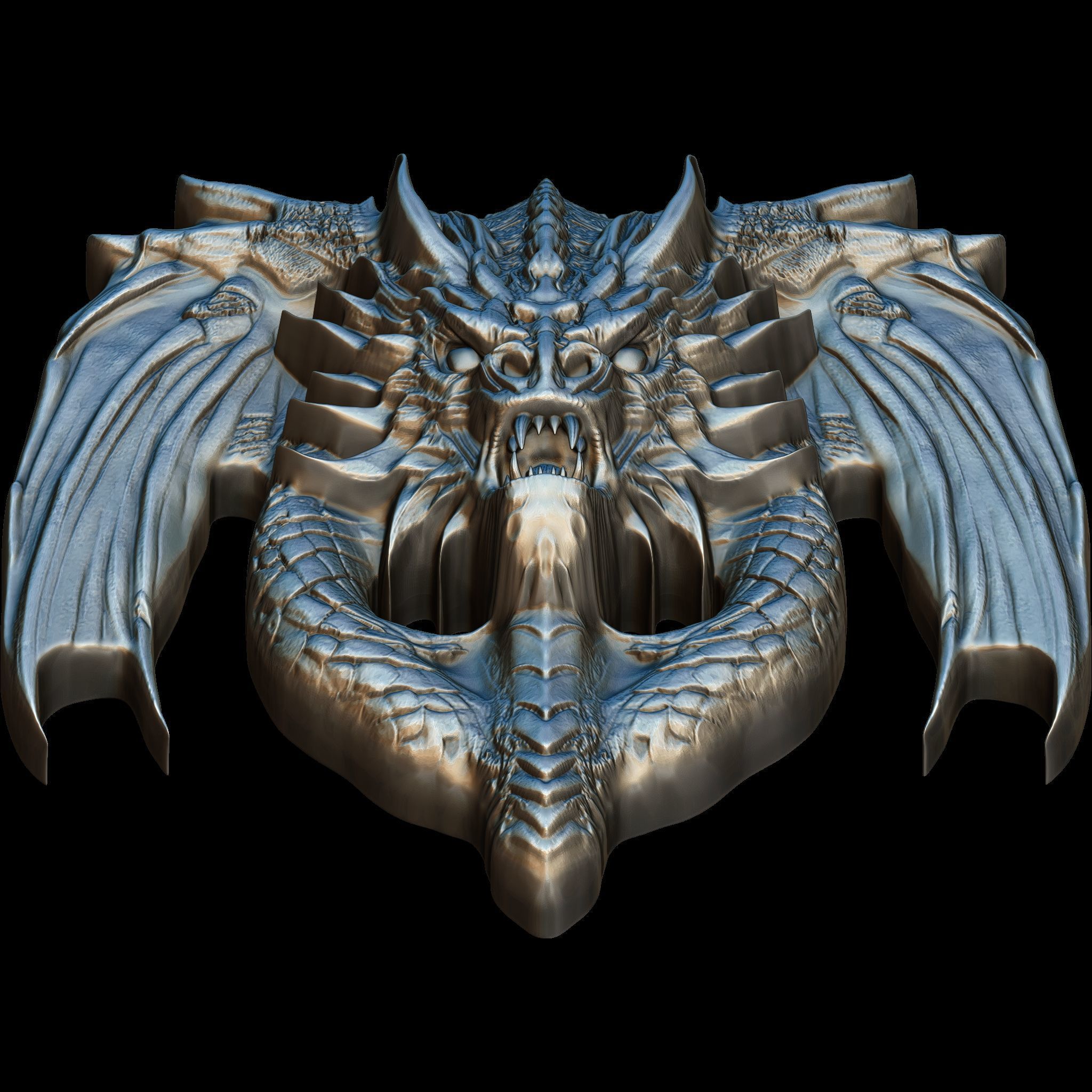 Dragon Head Relief No12 STL file for 3d Printing or CNC 3D print model_8