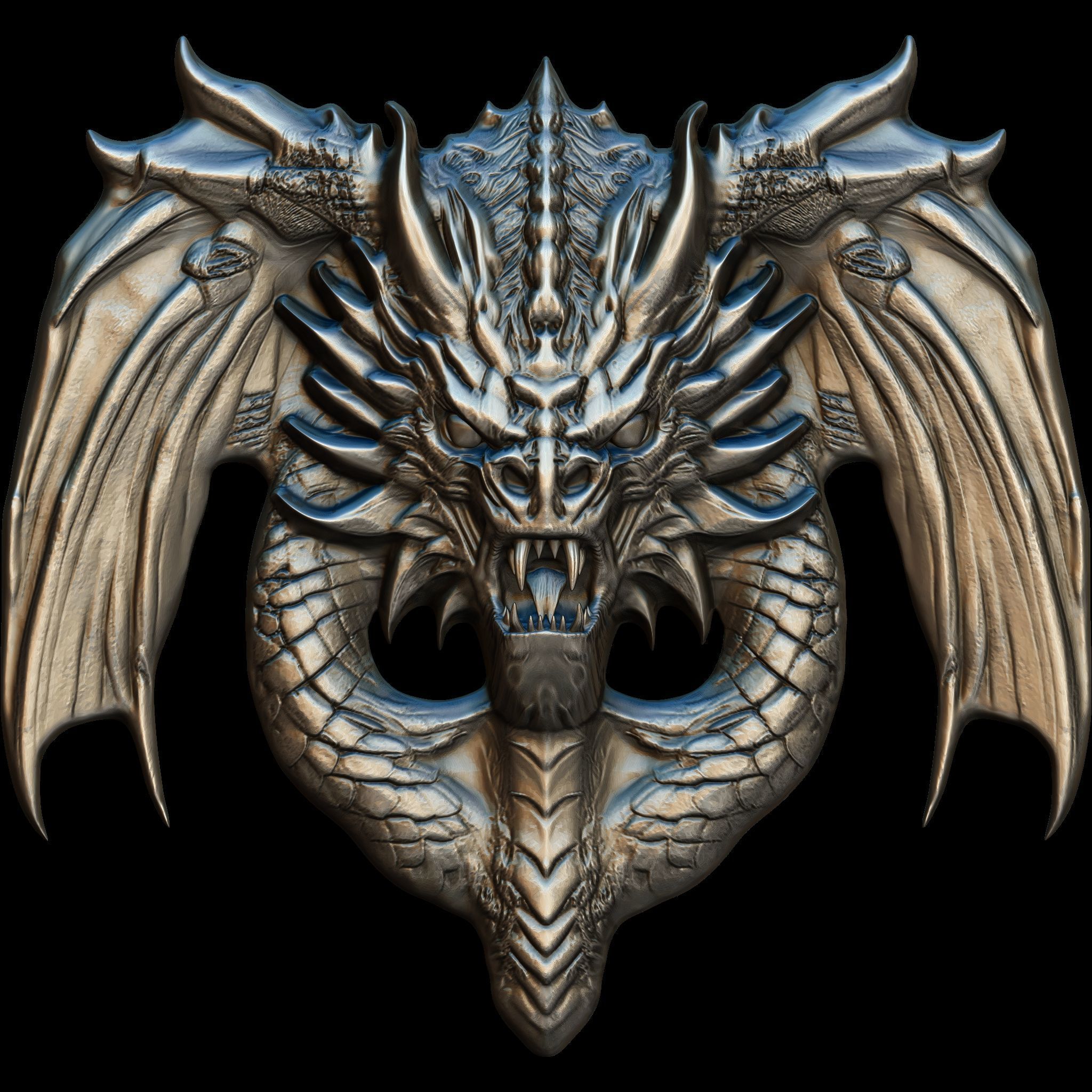 Dragon Head Relief No12 STL file for 3d Printing or CNC 3D print model_1