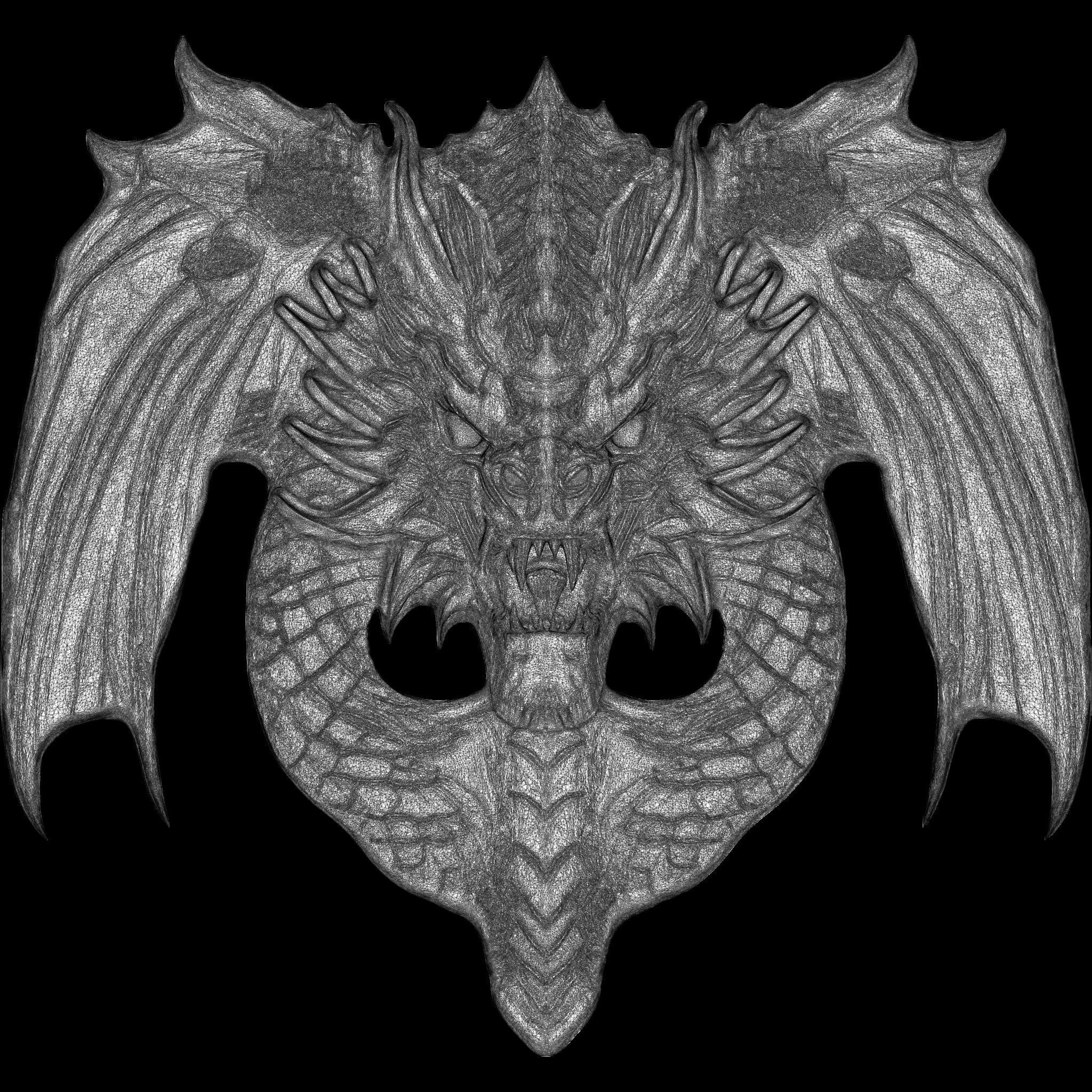 Dragon Head Relief No12 STL file for 3d Printing or CNC 3D print model_11