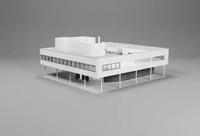 Villa Savoye Le Corbusier Low Poly Low-poly 3D model