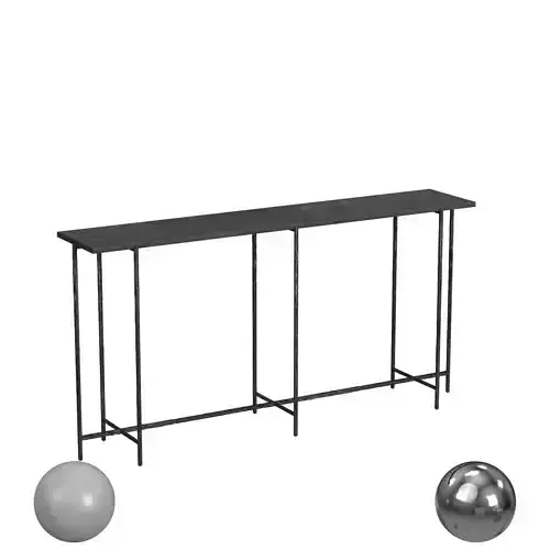 Echo Console Table 60 Hammered MetalBlue Stone