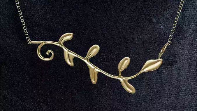 Olive Leaf Vine Pendant gold luxury jewellery