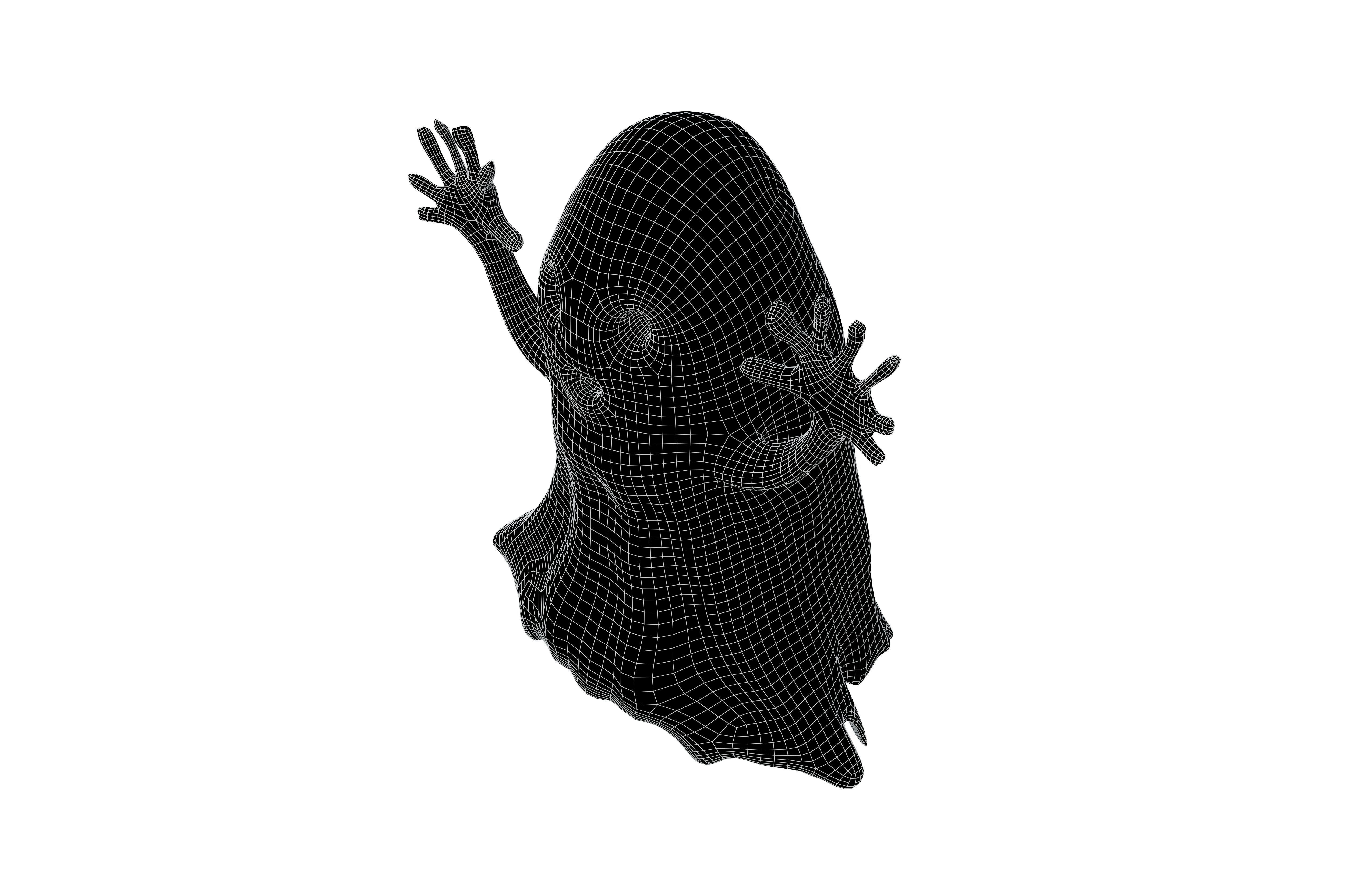 Cartoon Ghost Character v1 003 Low-poly 3D model_5