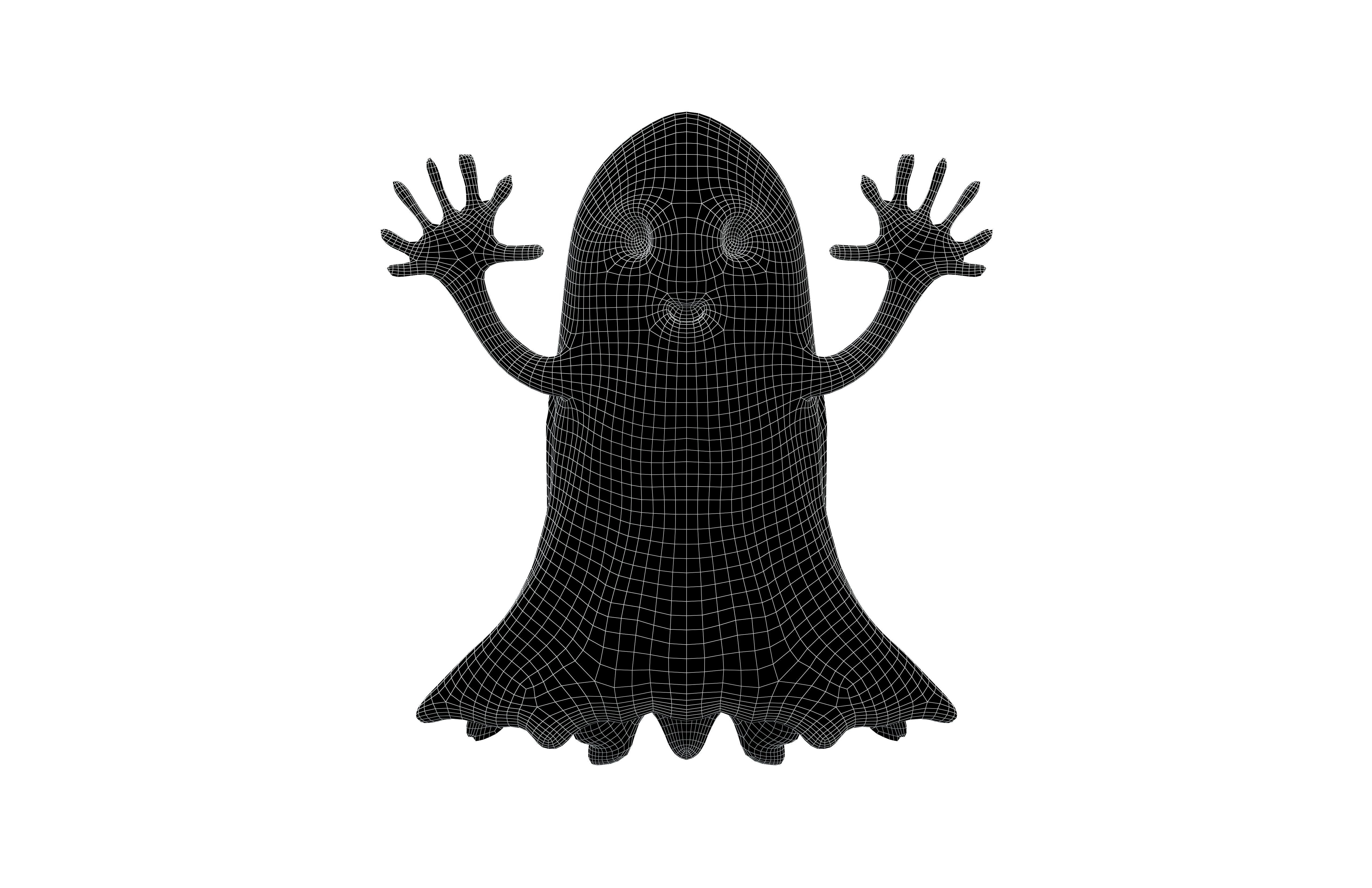 Cartoon Ghost Character v1 003 Low-poly 3D model_7