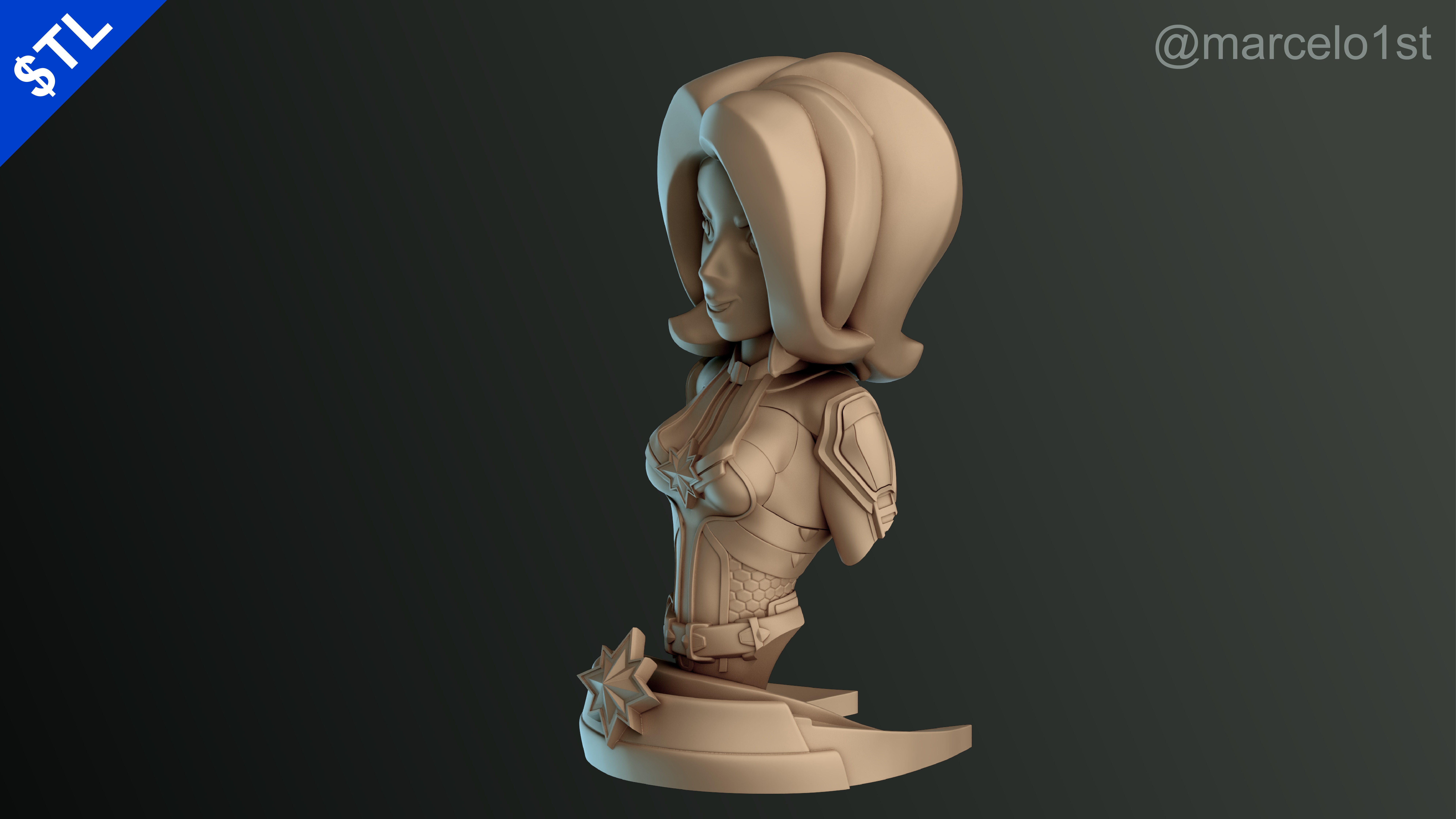 Captain Marvel Carol Denvers - Bust 3D print model_9