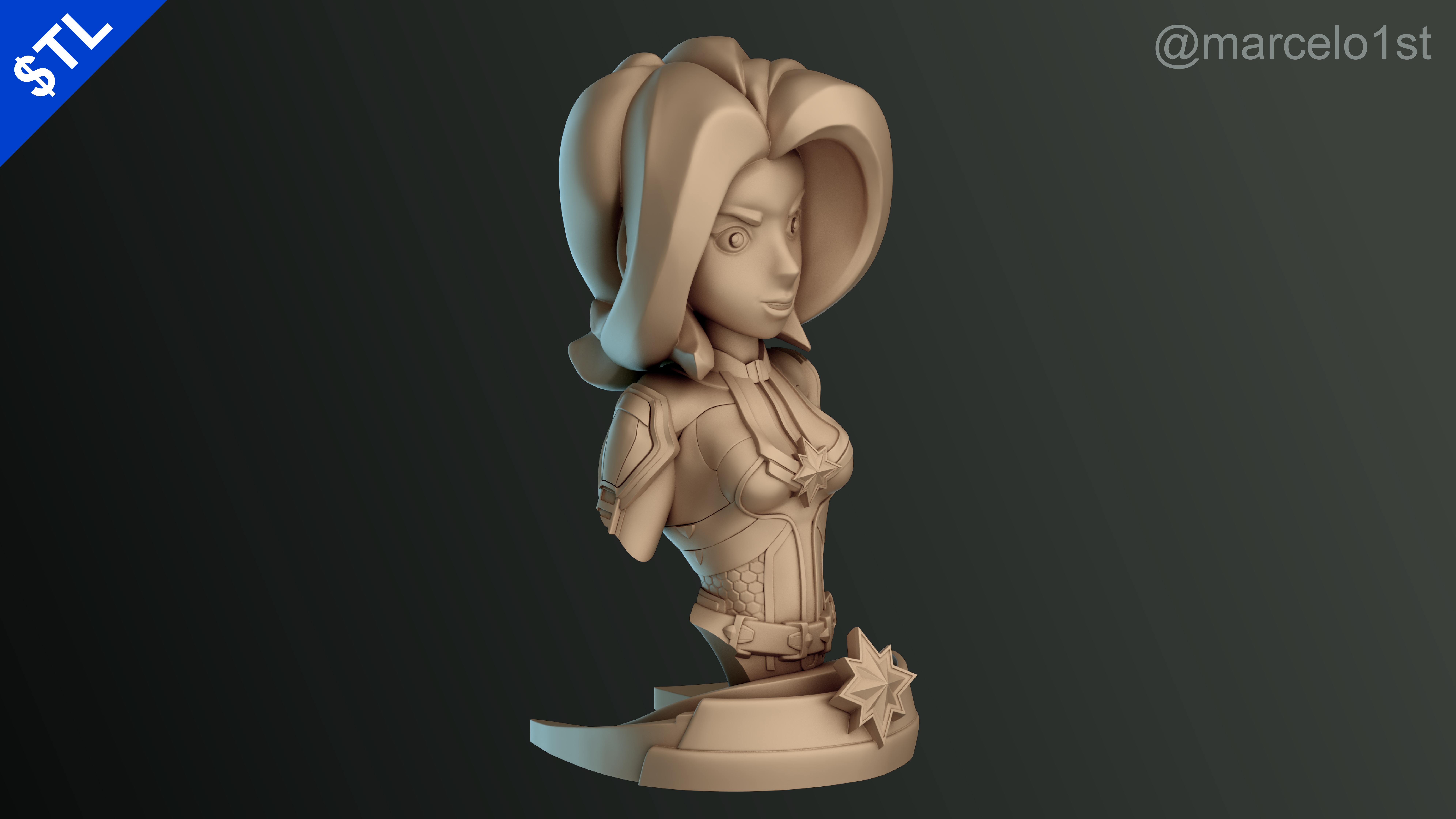 Captain Marvel Carol Denvers - Bust 3D print model_24