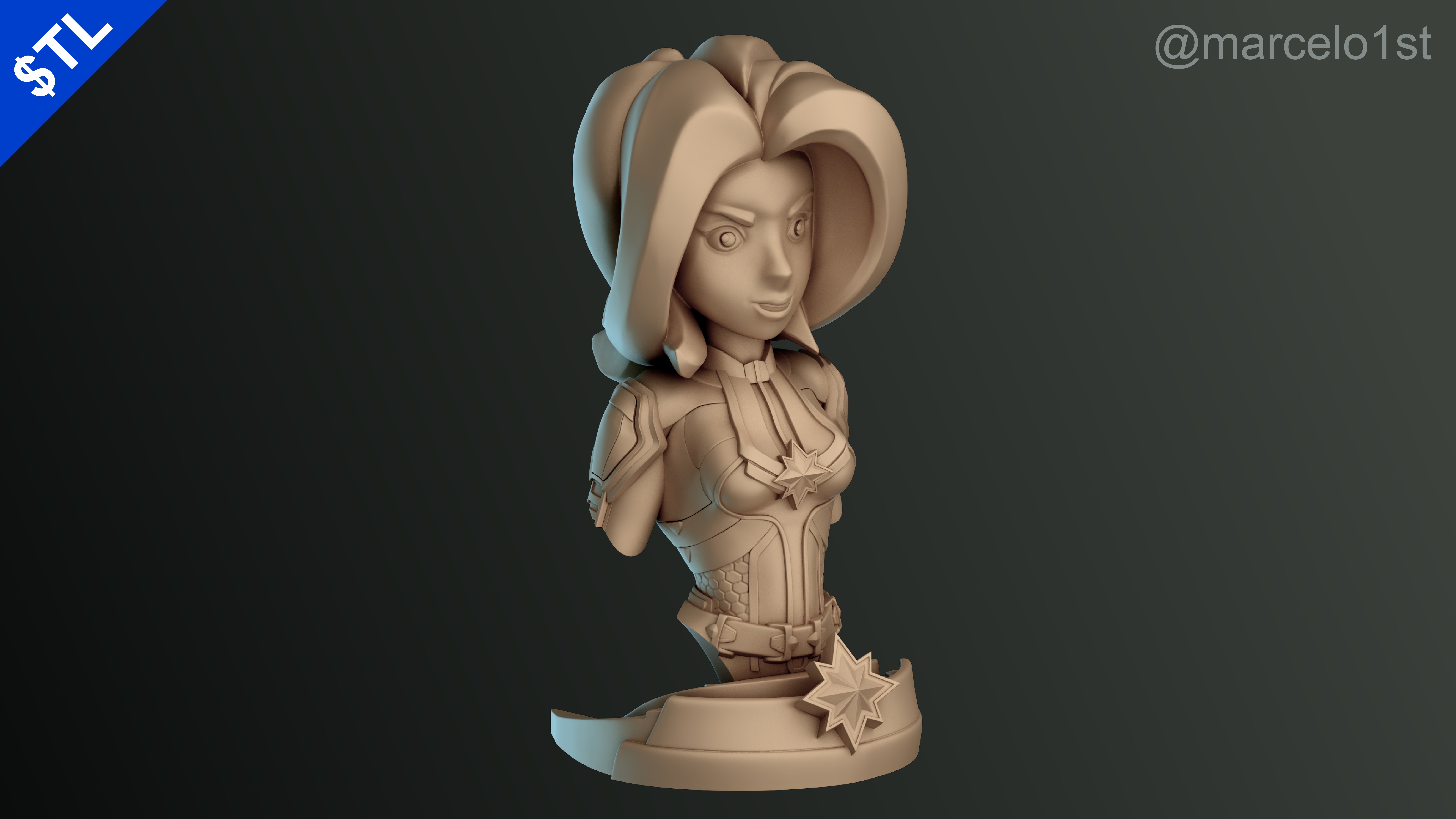 Captain Marvel Carol Denvers - Bust 3D print model_25