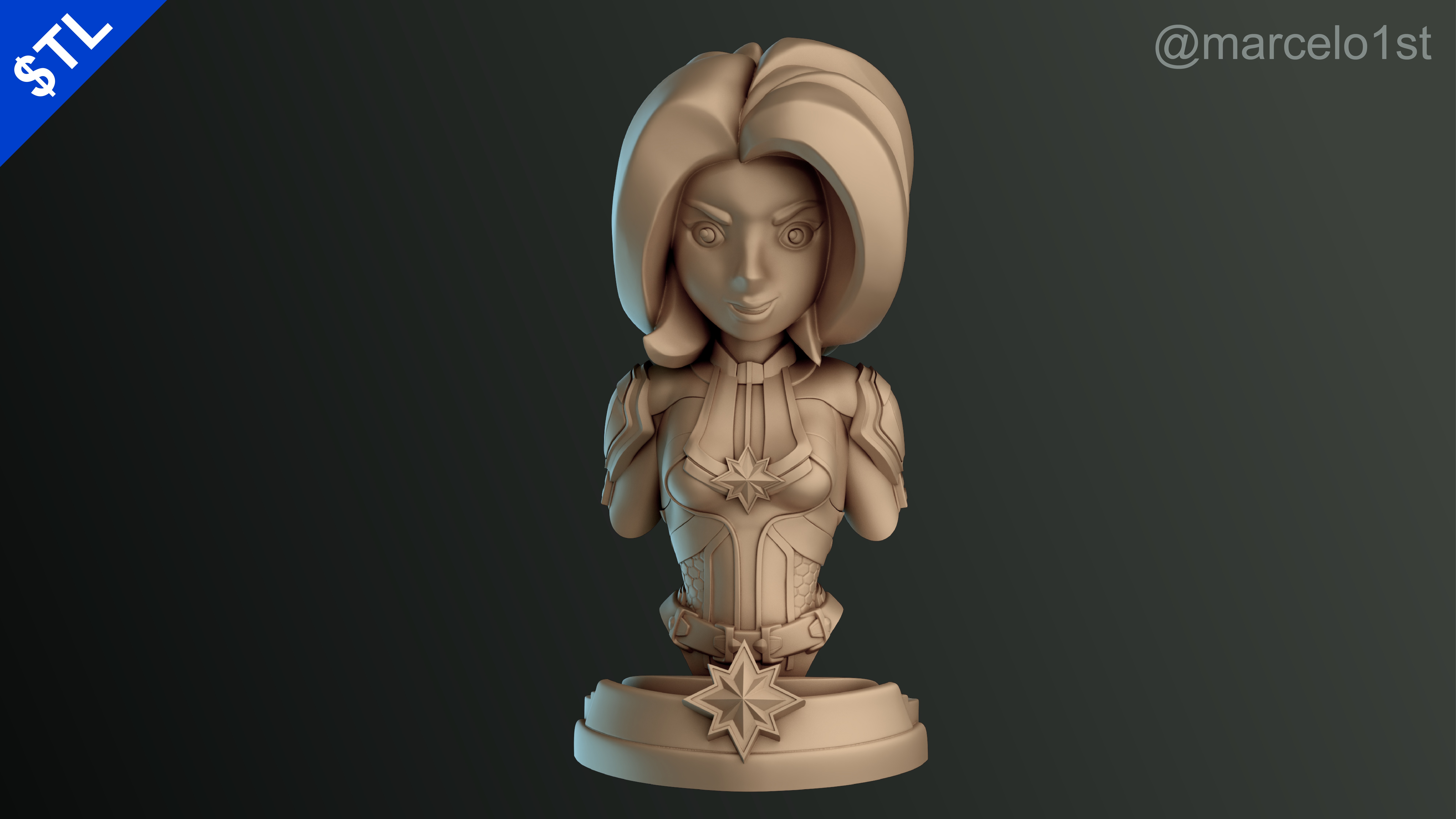 Captain Marvel Carol Denvers - Bust 3D print model_30