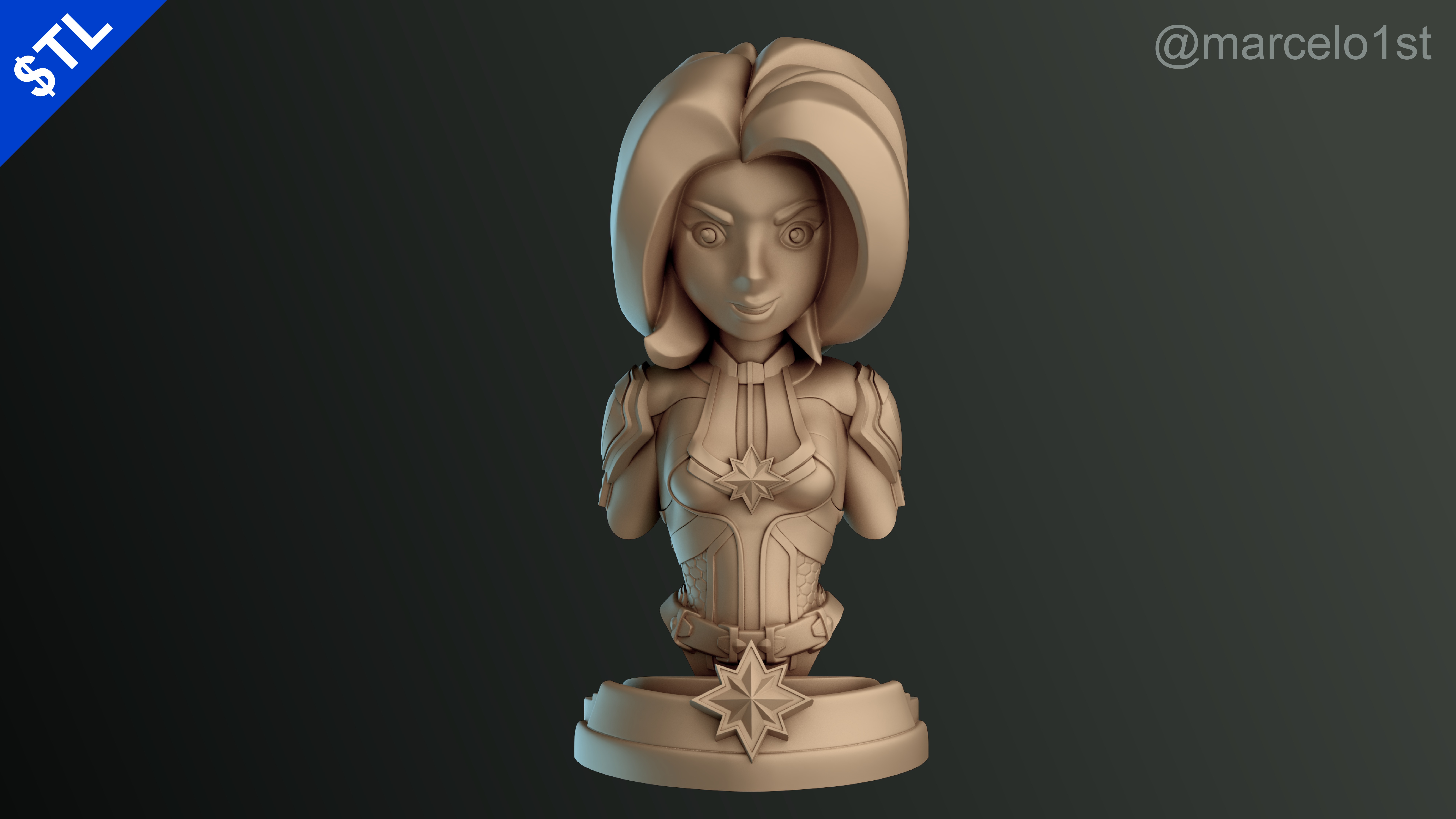 Captain Marvel Carol Denvers - Bust 3D print model_2