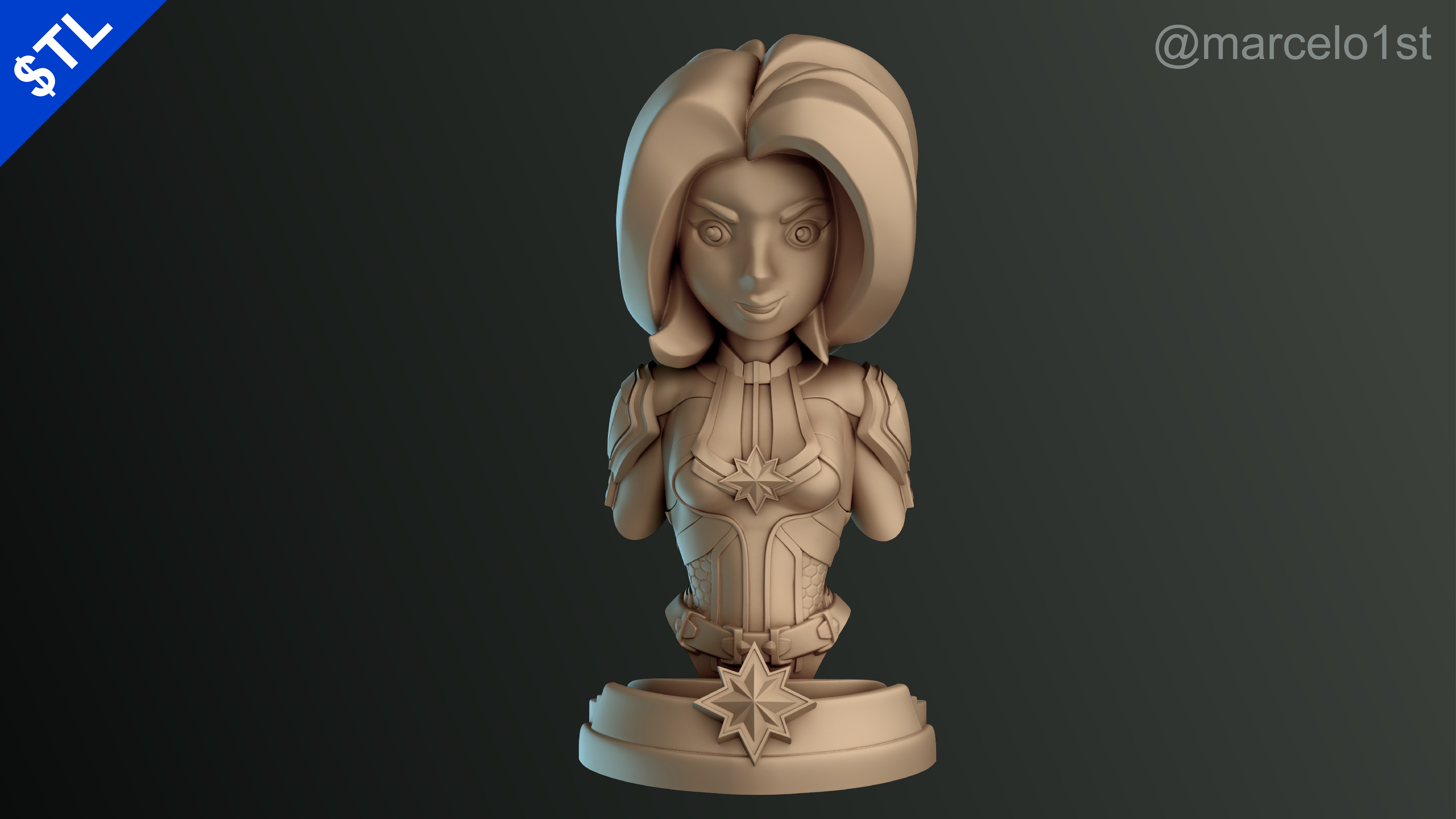 Captain Marvel Carol Denvers - Bust 3D print model_3