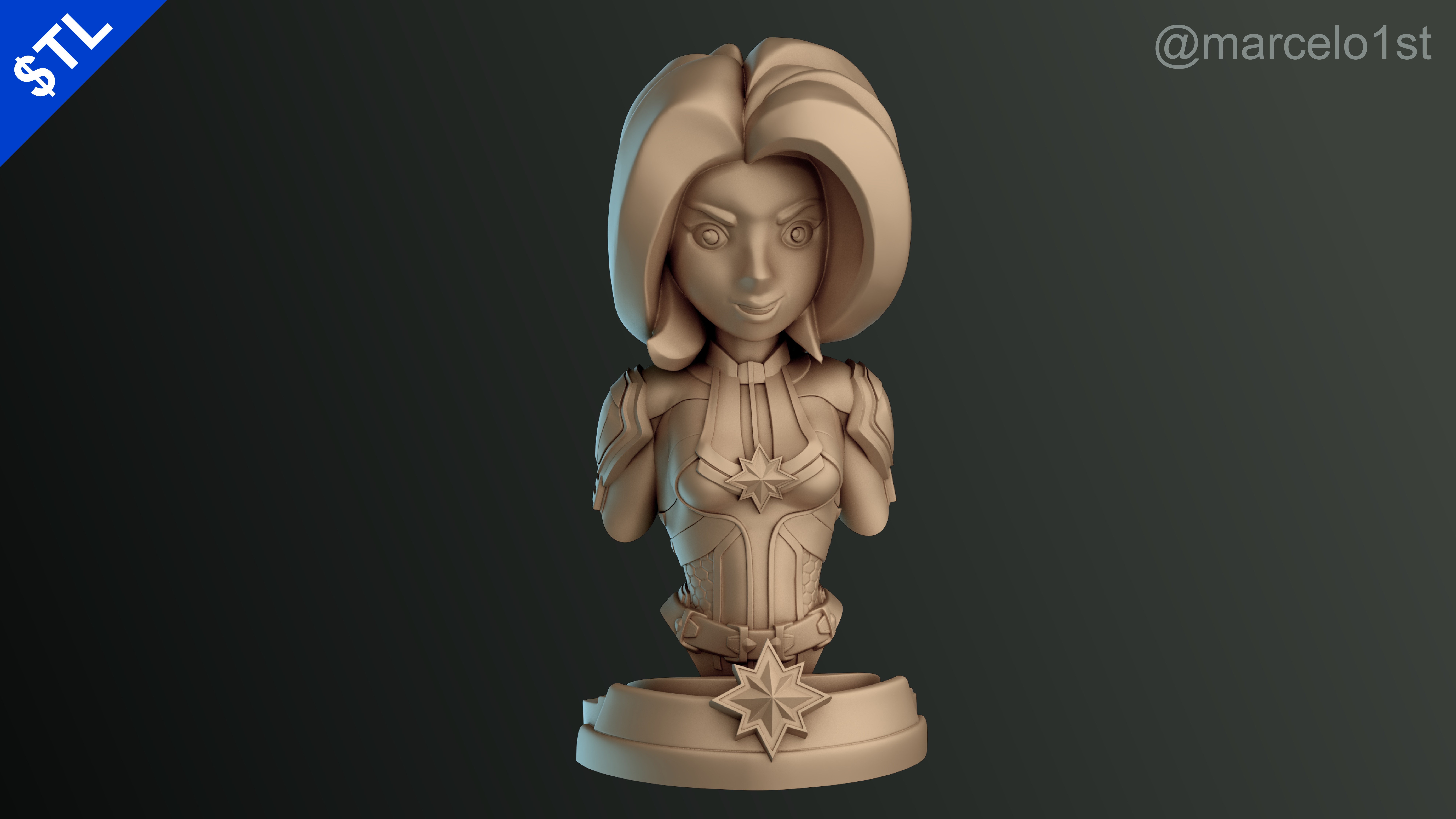 Captain Marvel Carol Denvers - Bust 3D print model_28