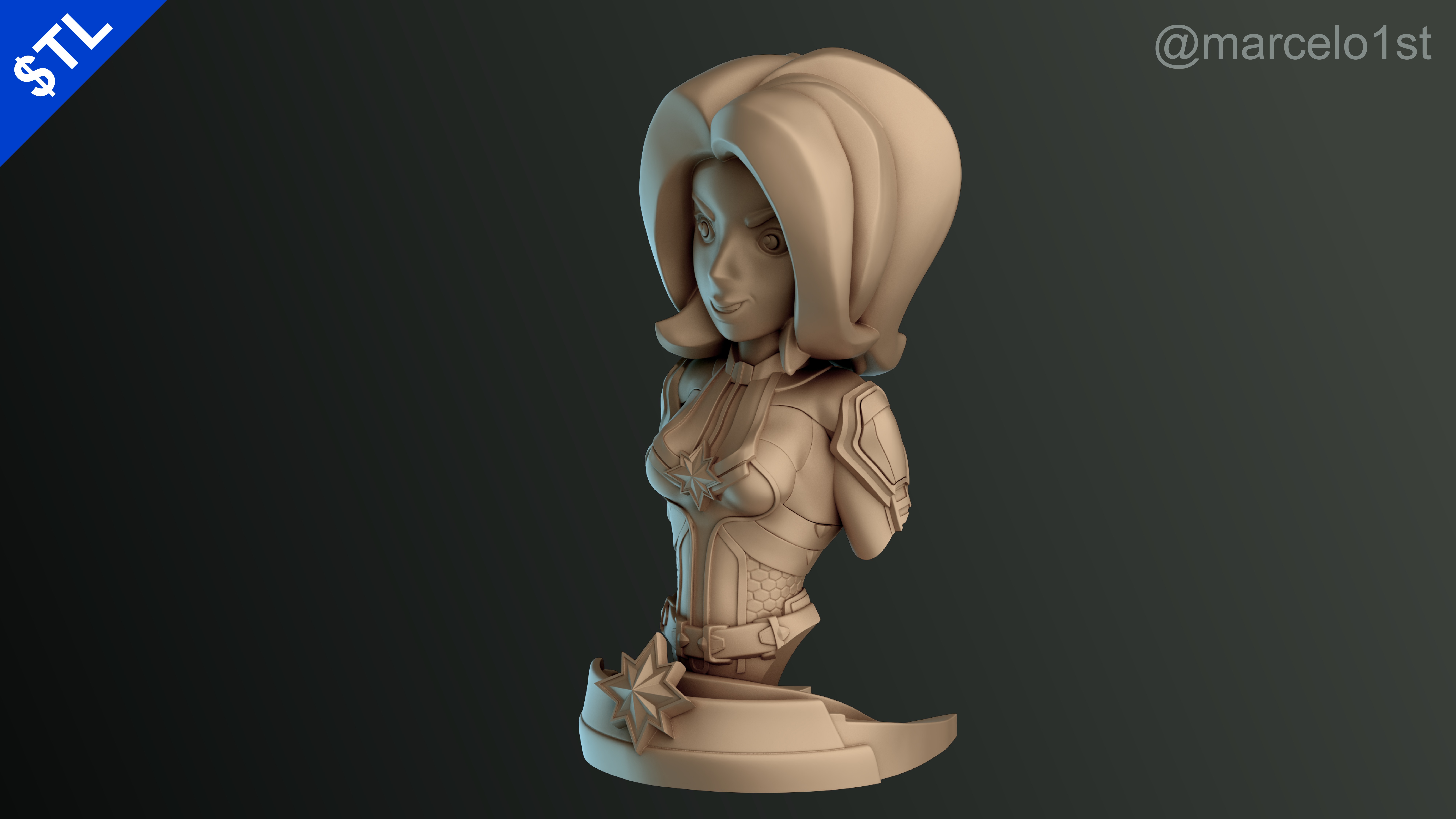 Captain Marvel Carol Denvers - Bust 3D print model_8