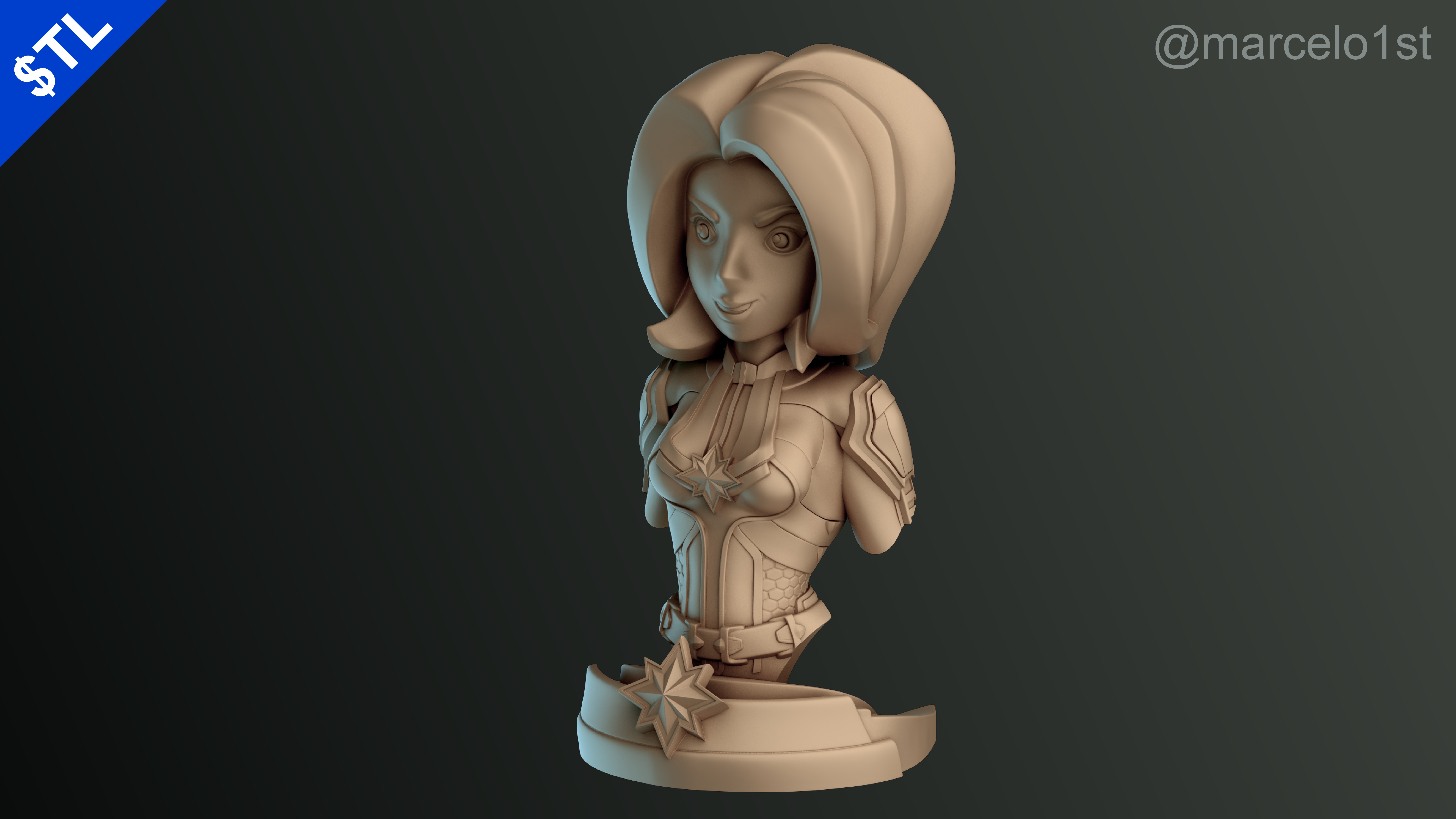 Captain Marvel Carol Denvers - Bust 3D print model_7