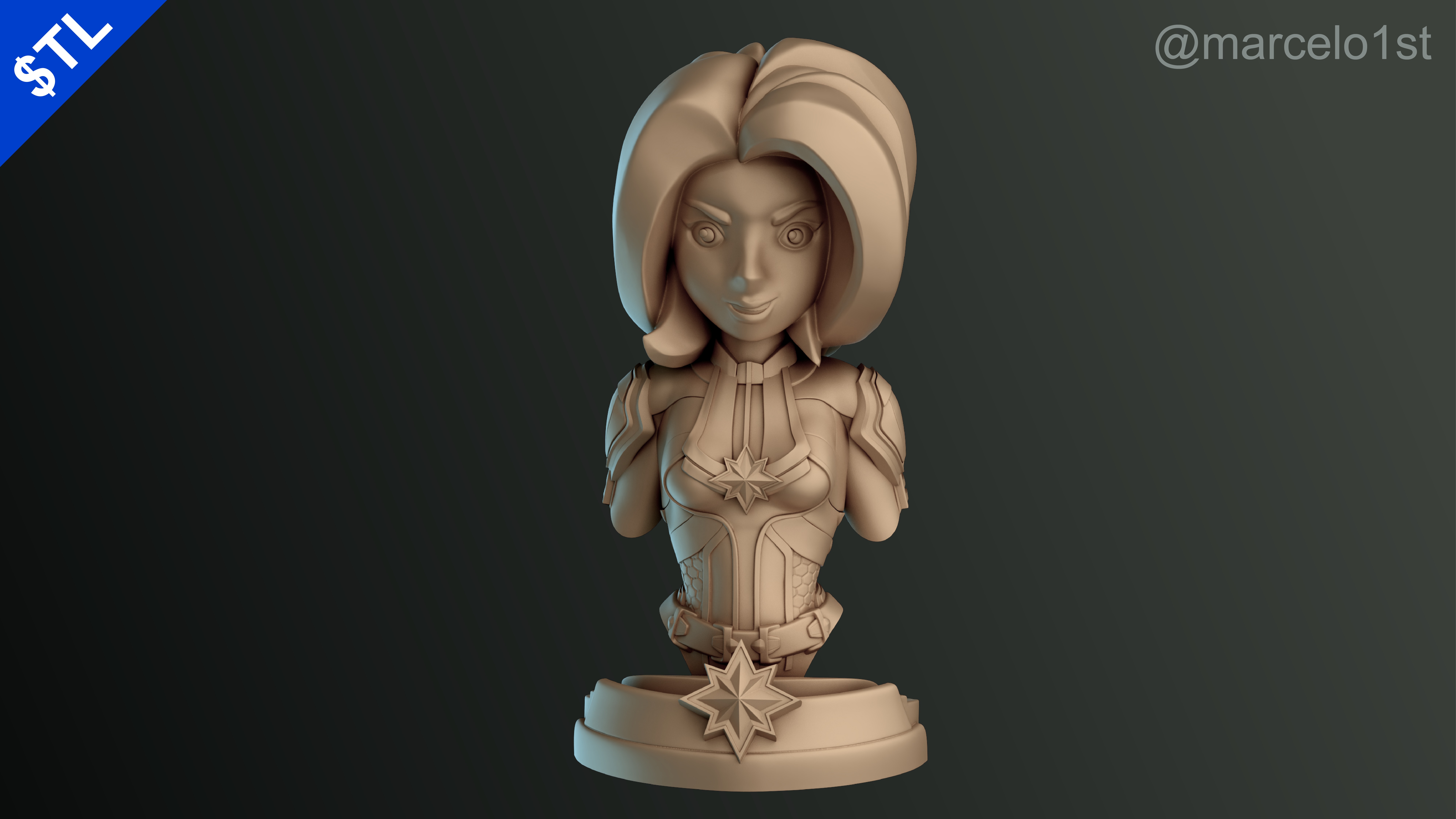 Captain Marvel Carol Denvers - Bust 3D print model_31