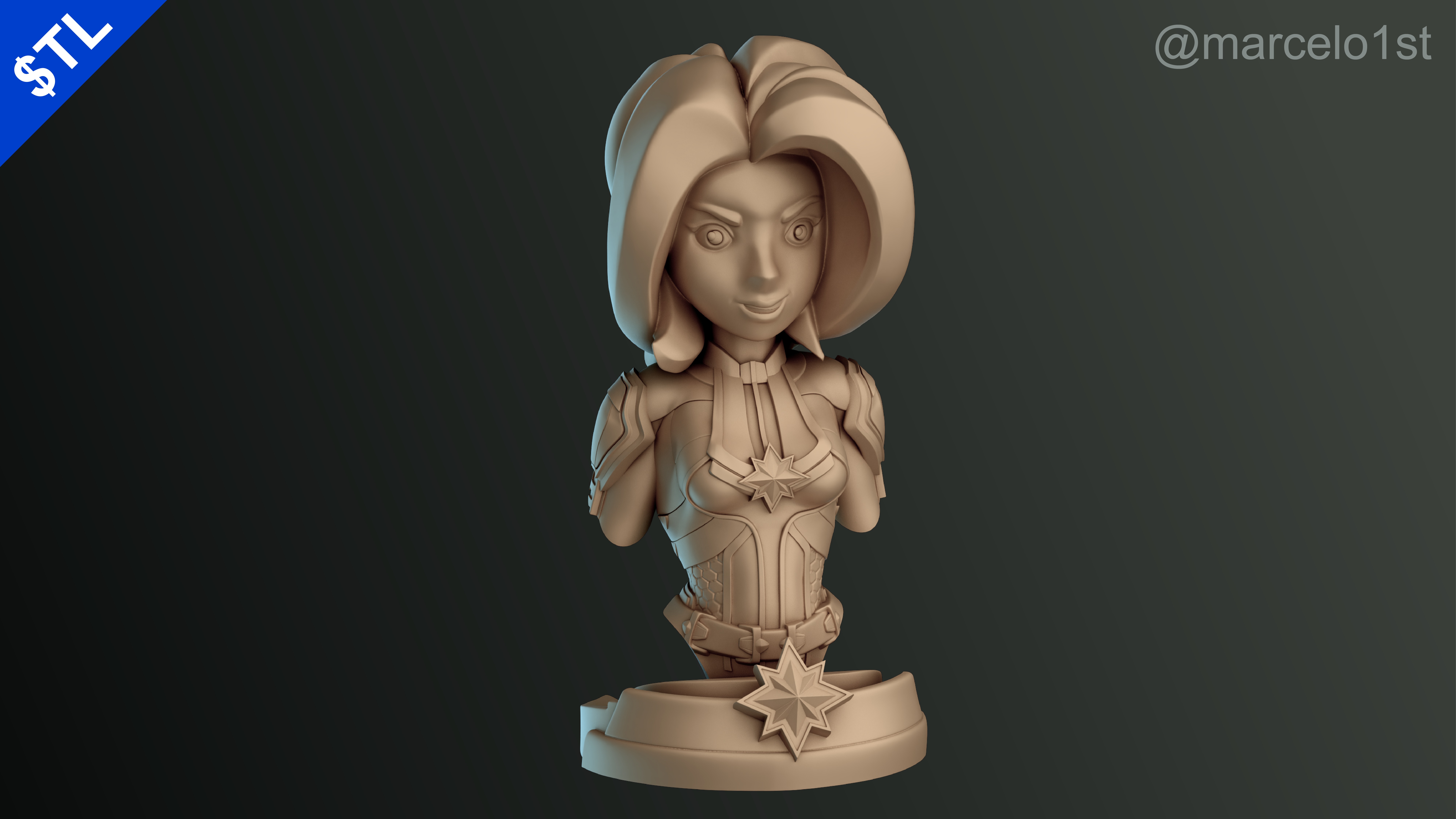 Captain Marvel Carol Denvers - Bust 3D print model_27
