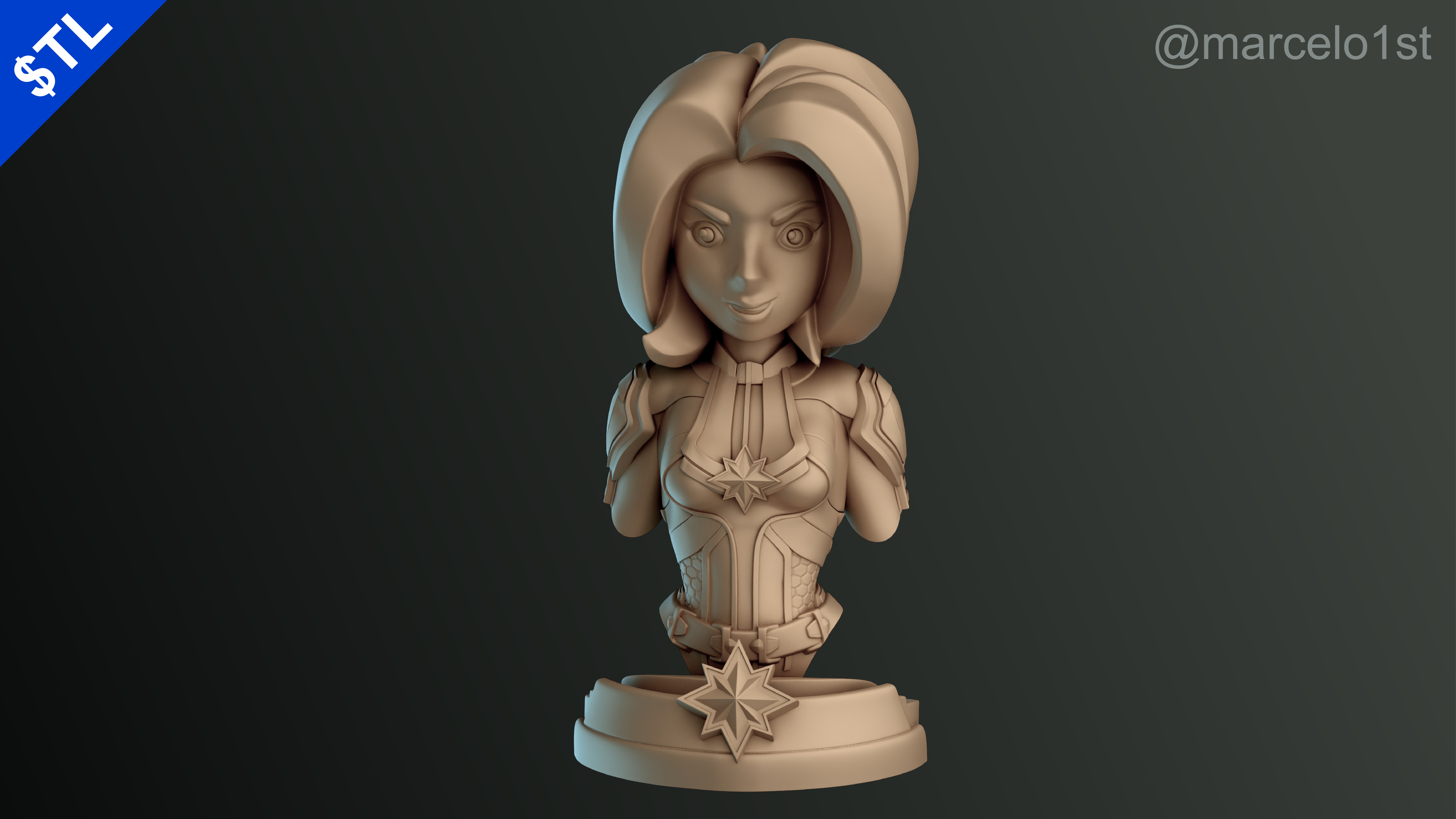 Captain Marvel Carol Denvers - Bust 3D print model_4