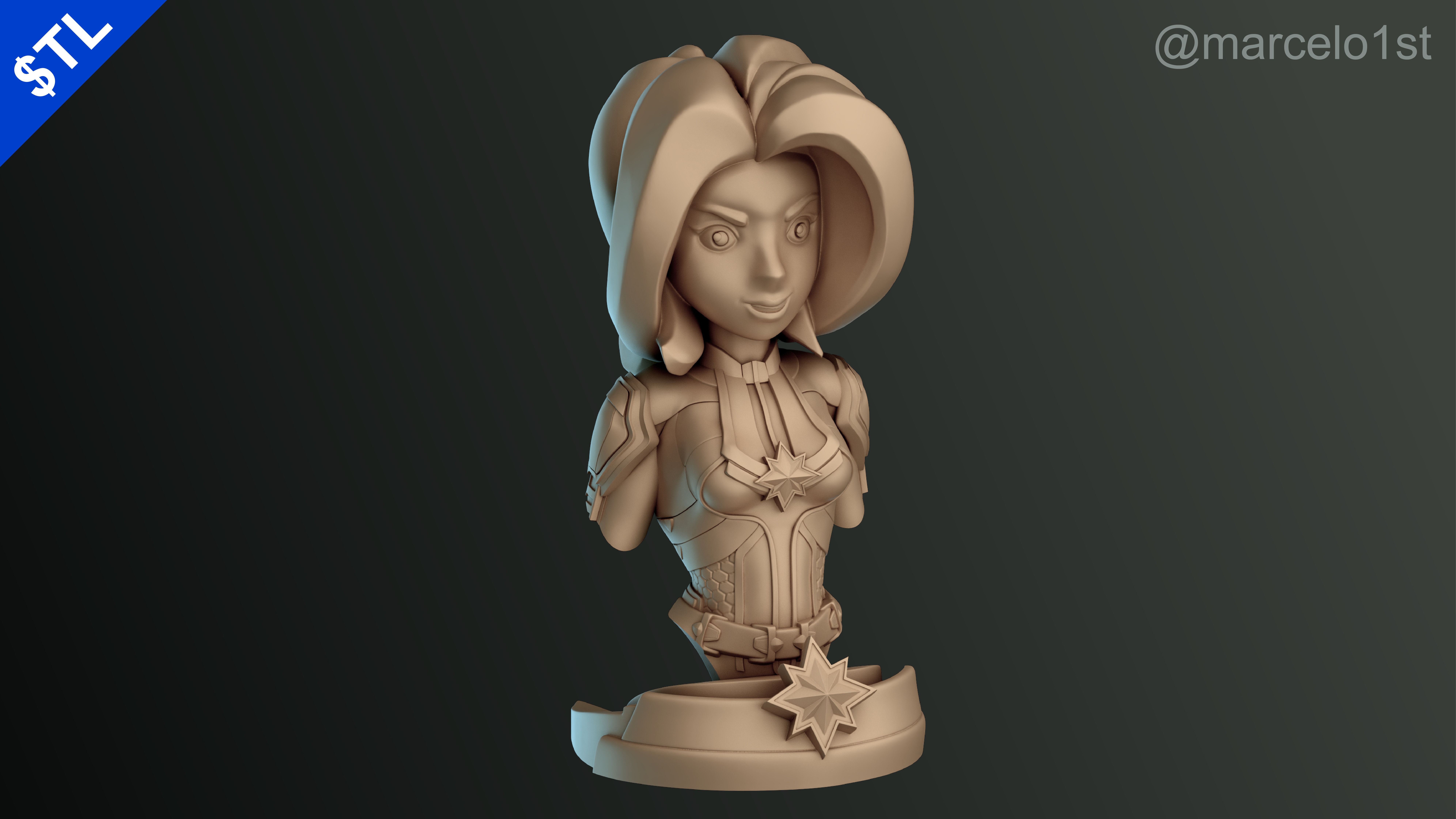 Captain Marvel Carol Denvers - Bust 3D print model_26