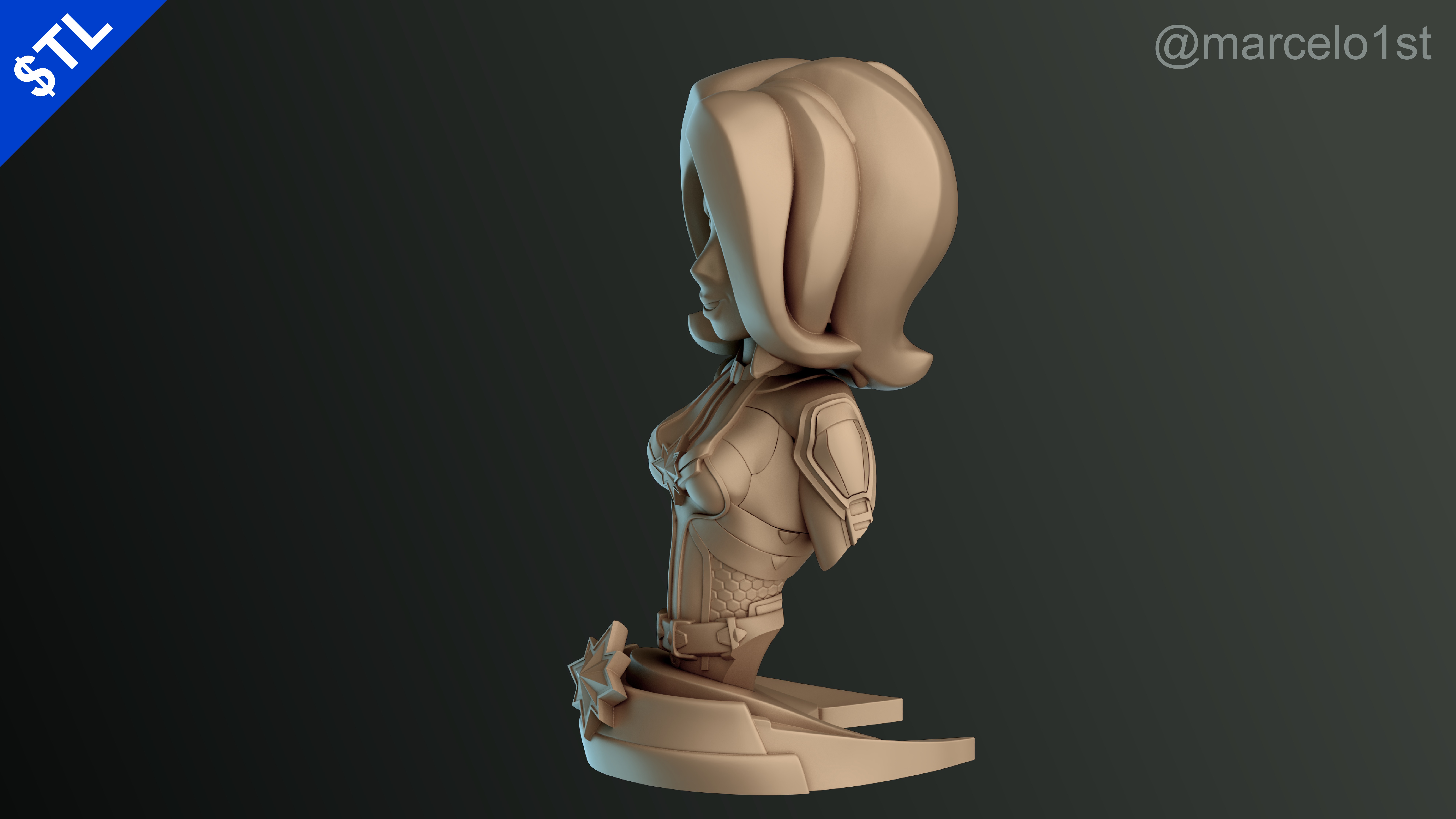 Captain Marvel Carol Denvers - Bust 3D print model_10