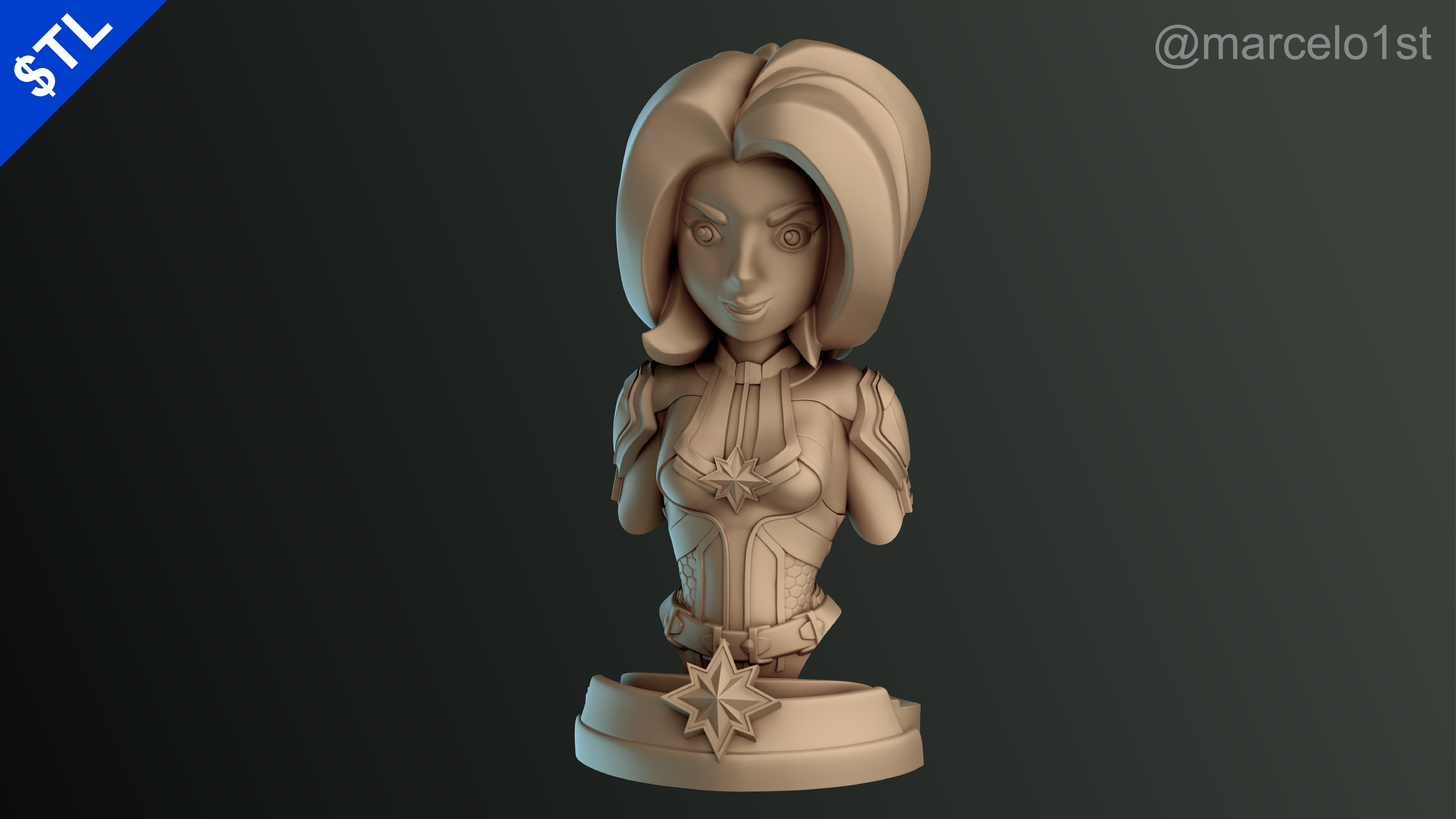 Captain Marvel Carol Denvers - Bust 3D print model_5