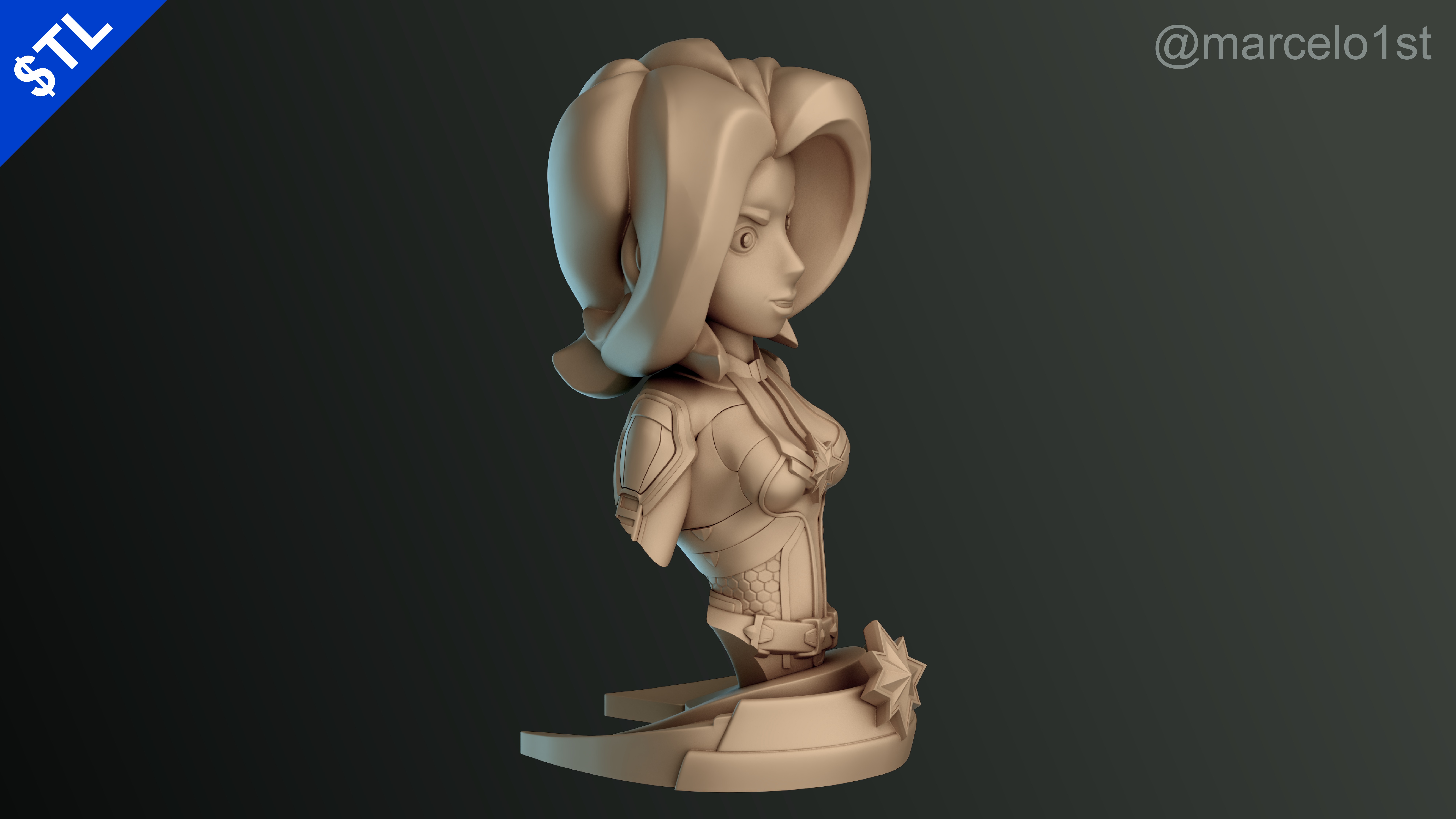 Captain Marvel Carol Denvers - Bust 3D print model_23