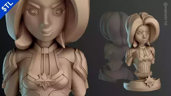 Captain Marvel Carol Denvers - Bust 3D print model