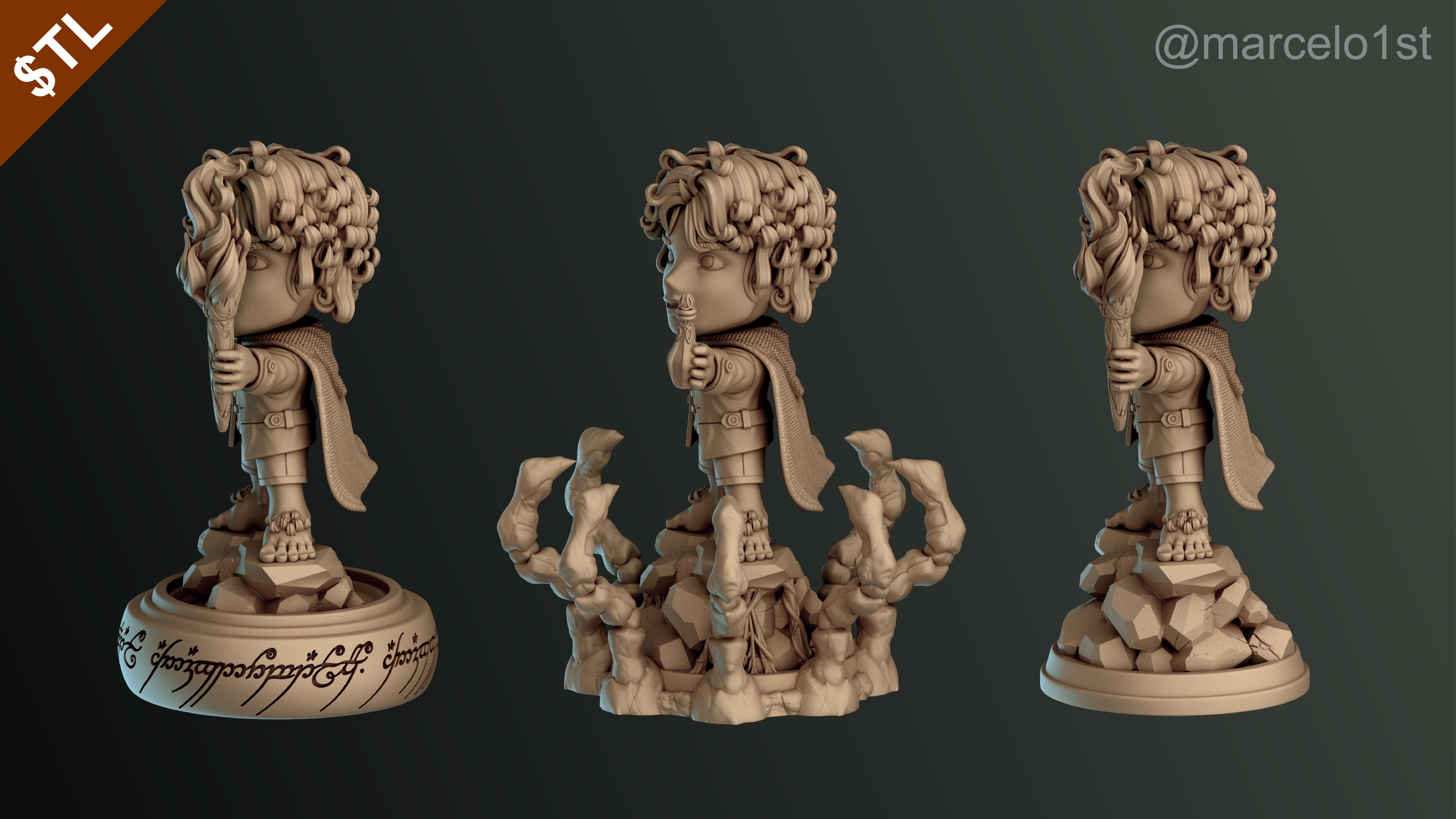 CUTE Frodo Baggins 3D Model - STL for Printing 3D print model_13