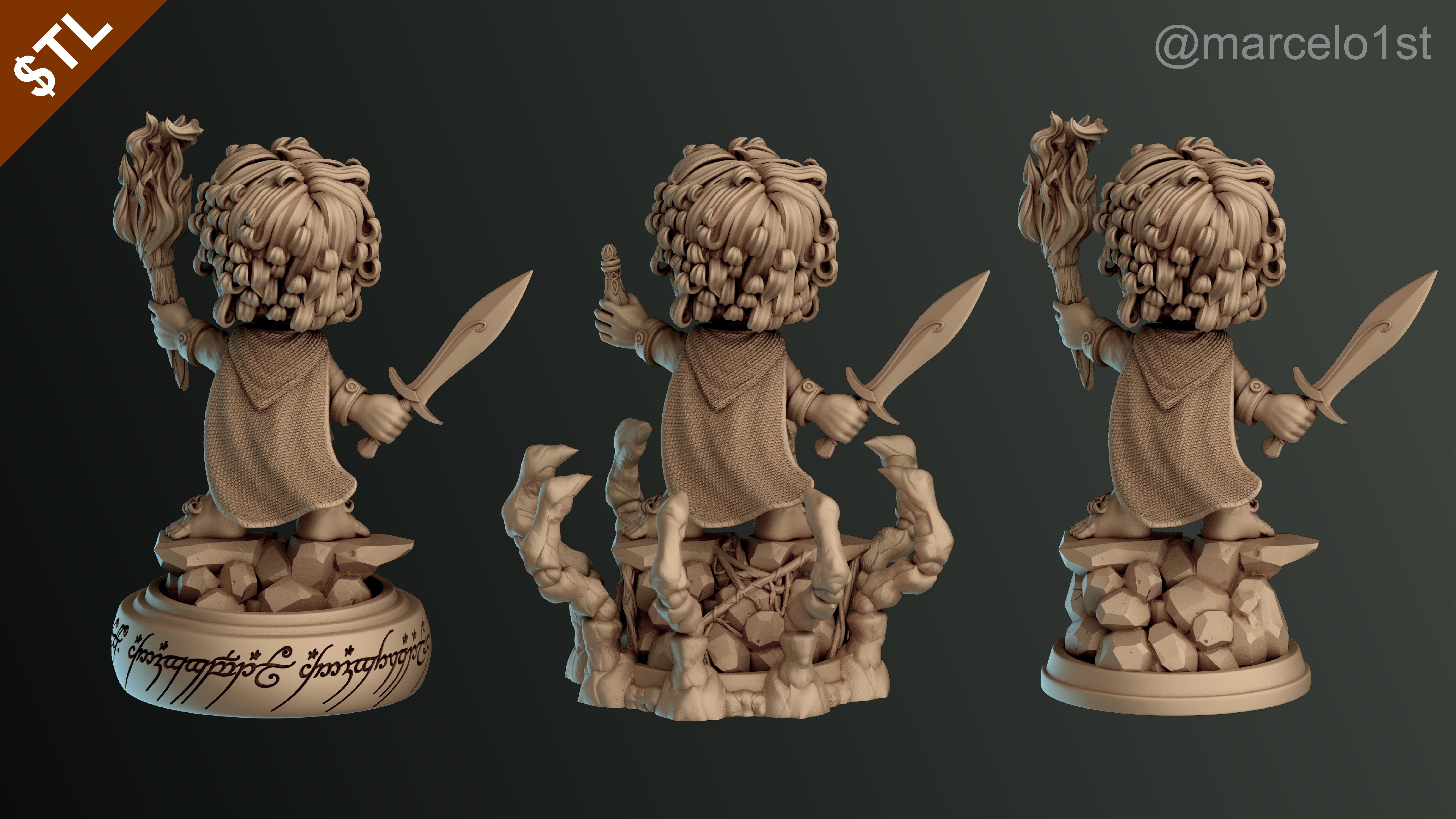 CUTE Frodo Baggins 3D Model - STL for Printing 3D print model_21