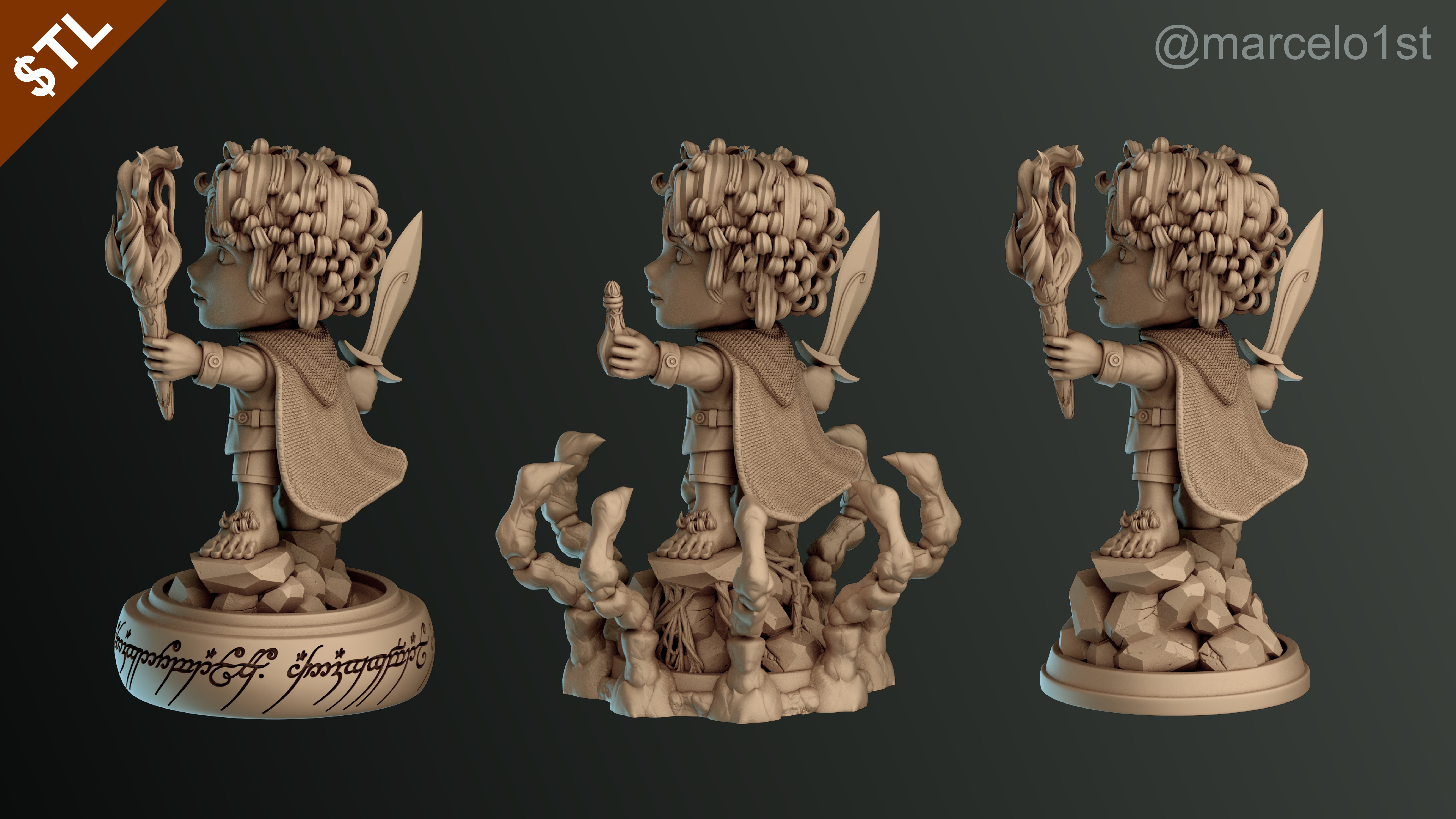 CUTE Frodo Baggins 3D Model - STL for Printing 3D print model_16