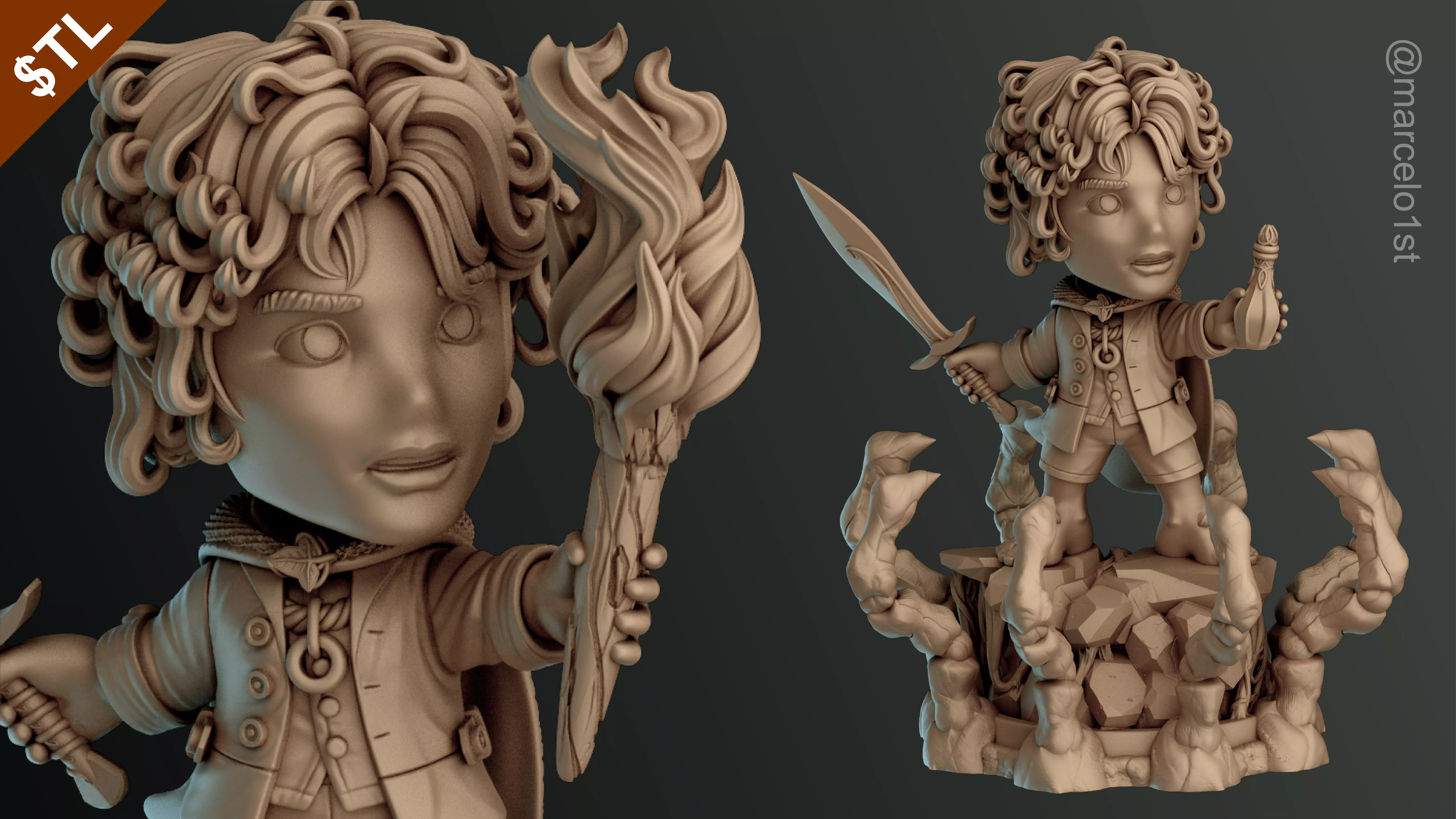 CUTE Frodo Baggins 3D Model - STL for Printing 3D print model_0
