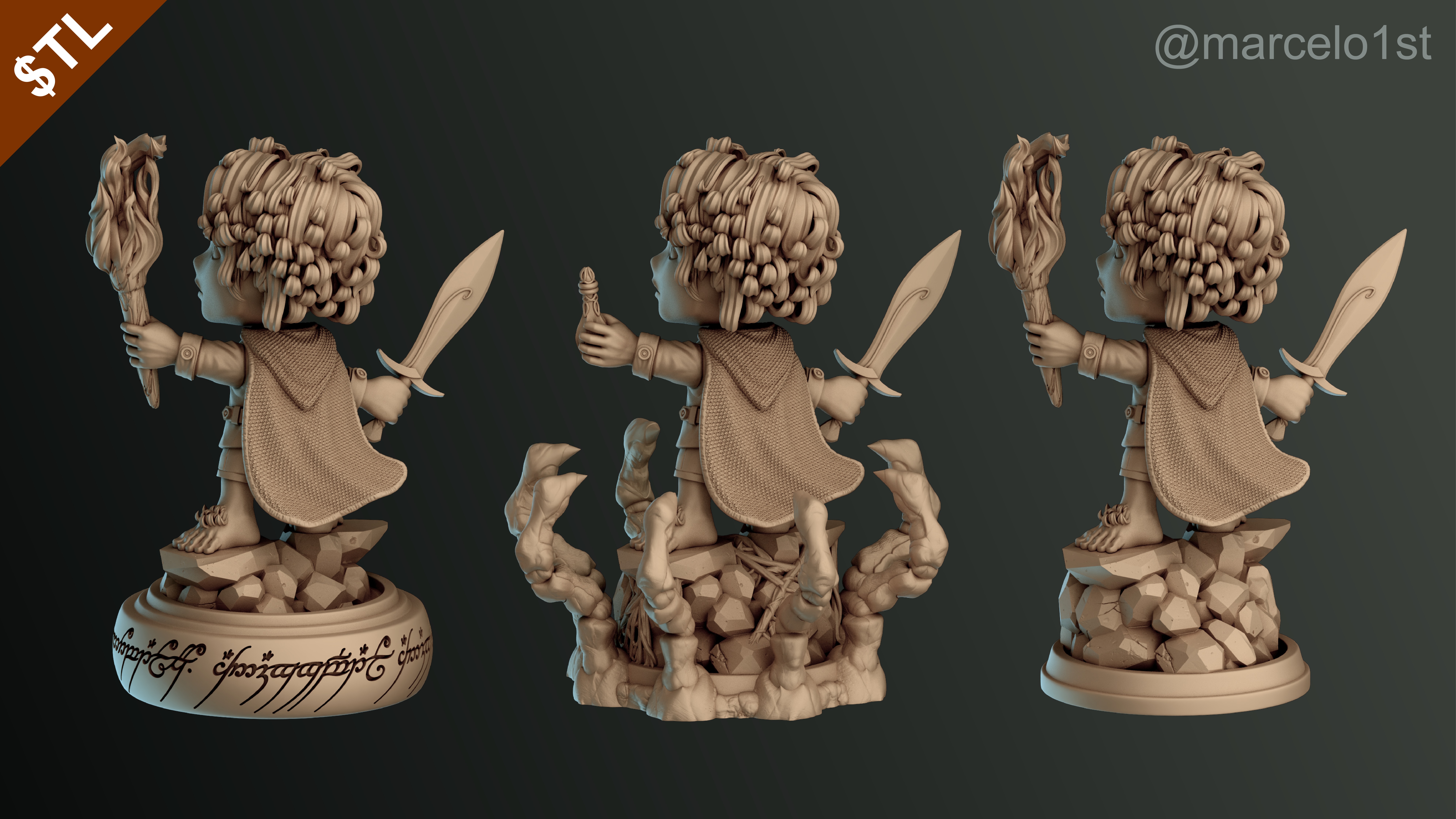 CUTE Frodo Baggins 3D Model - STL for Printing 3D print model_18
