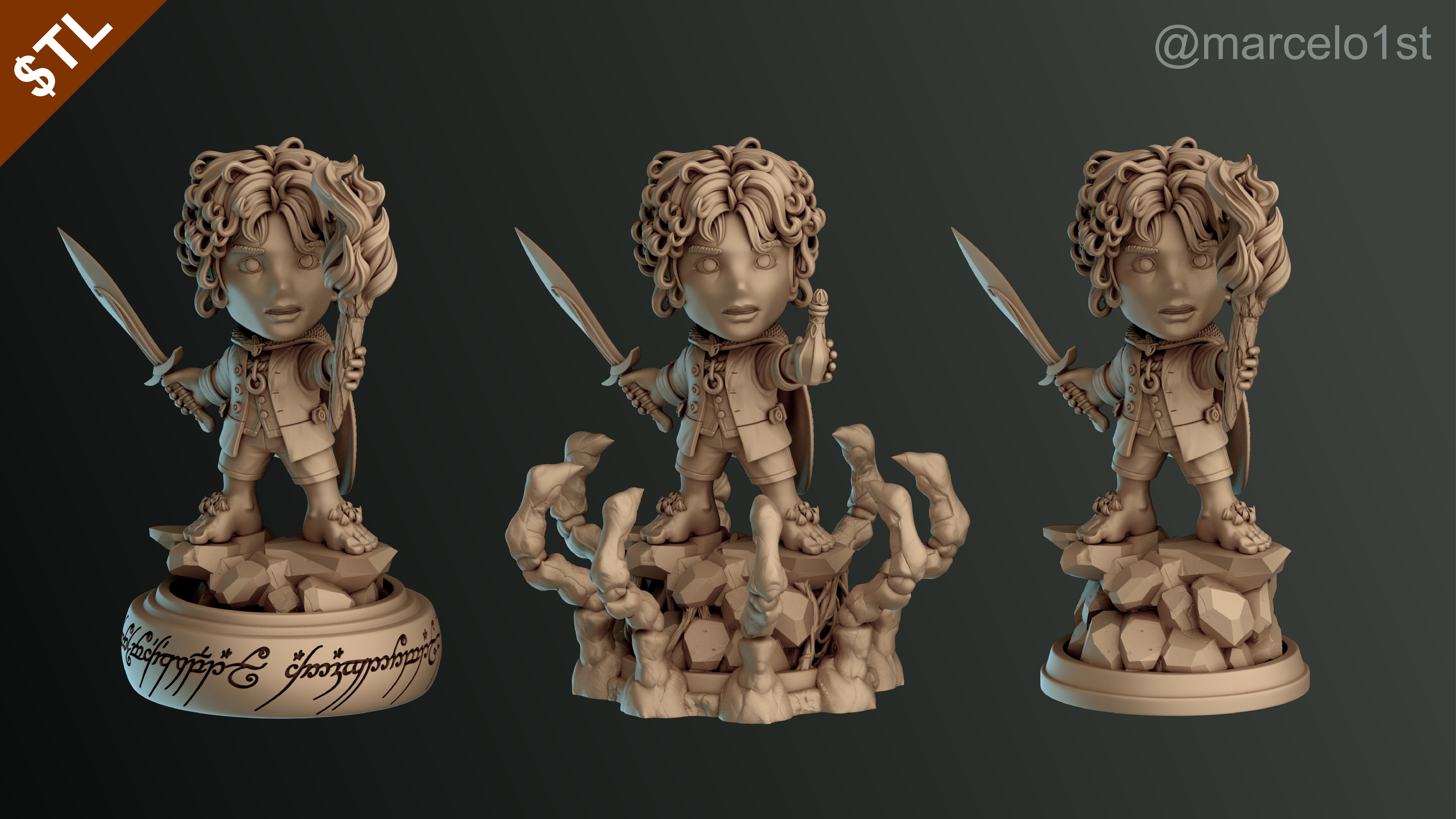 CUTE Frodo Baggins 3D Model - STL for Printing 3D print model_7