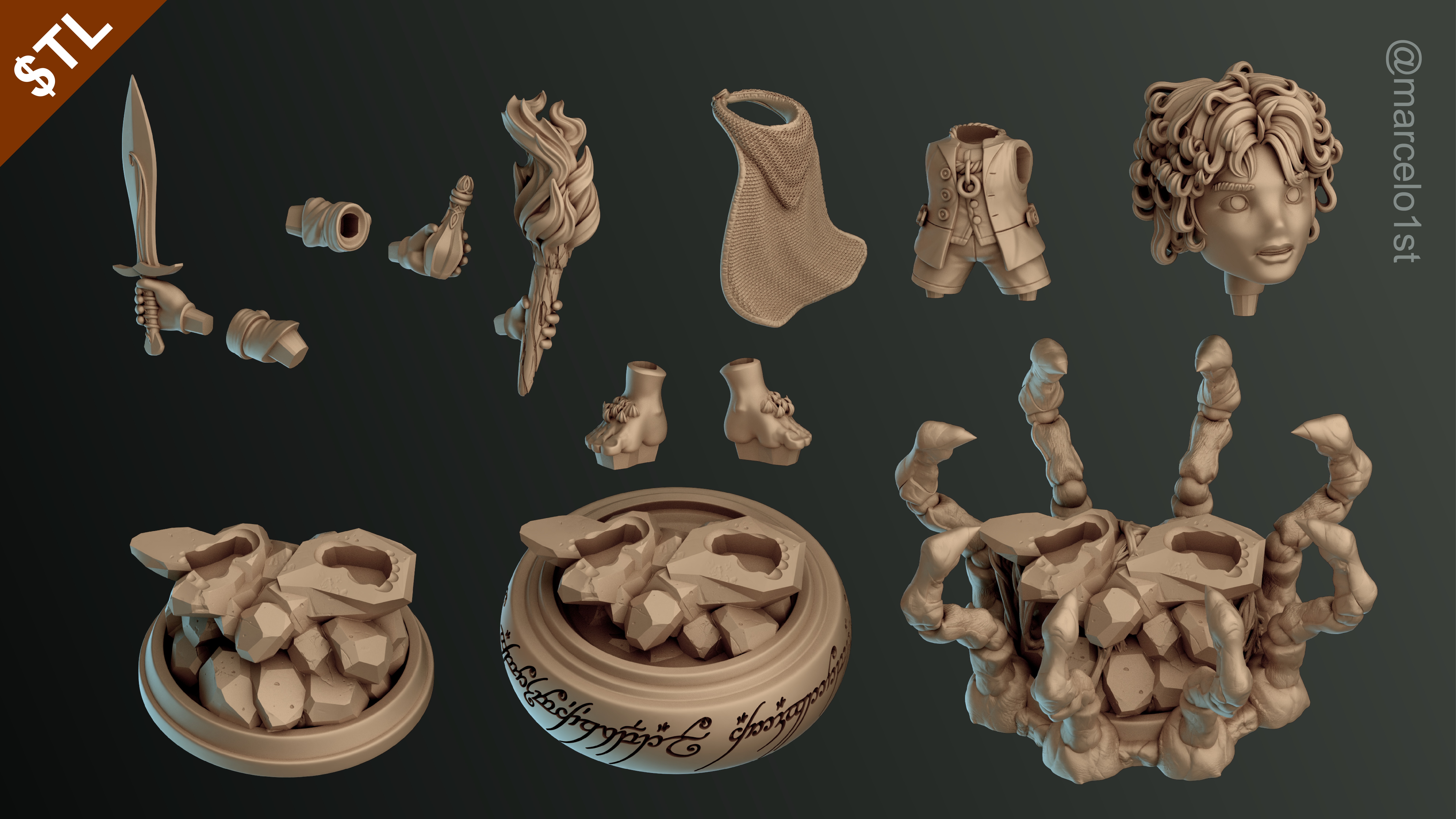 CUTE Frodo Baggins 3D Model - STL for Printing 3D print model_1