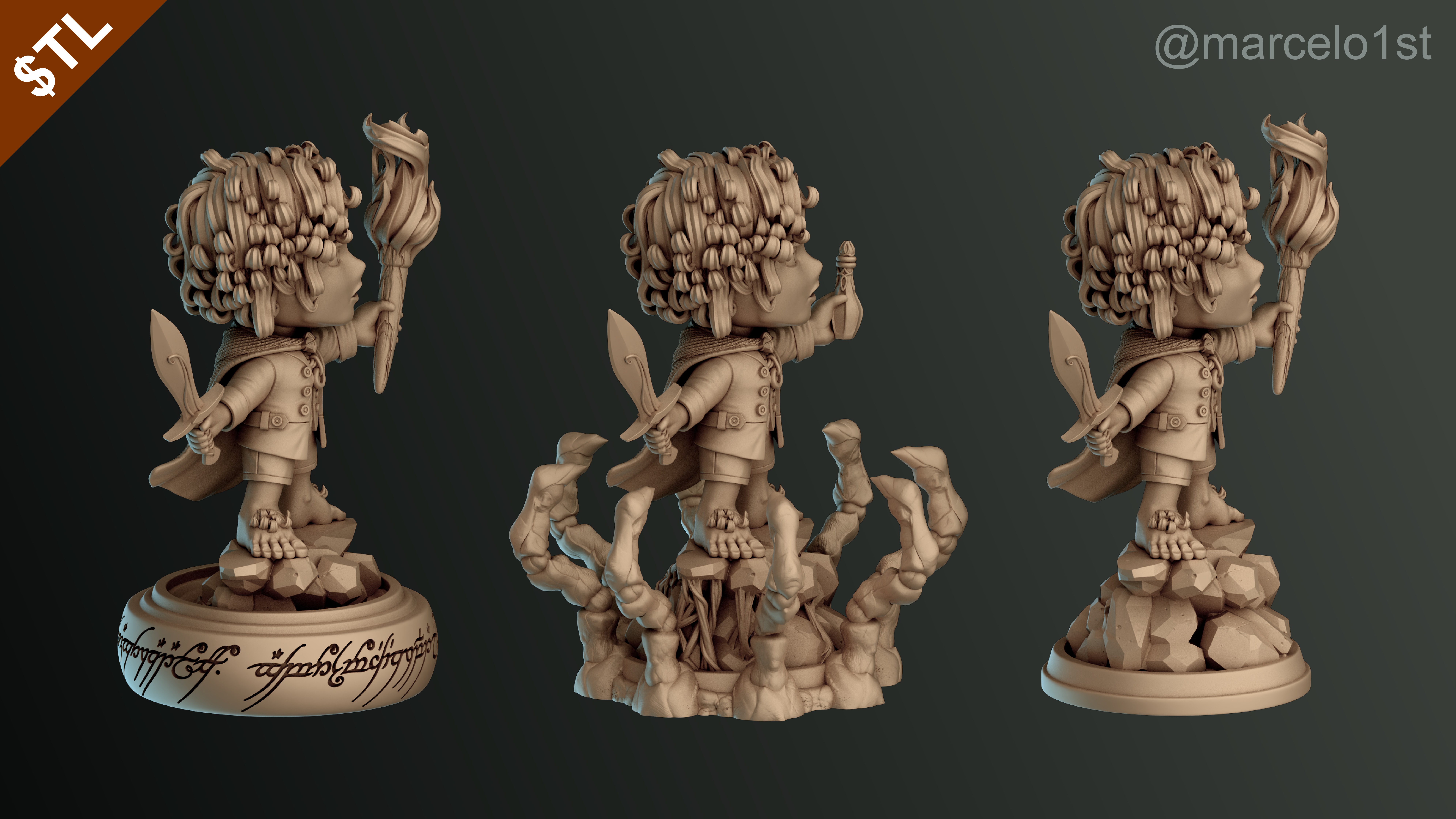 CUTE Frodo Baggins 3D Model - STL for Printing 3D print model_29