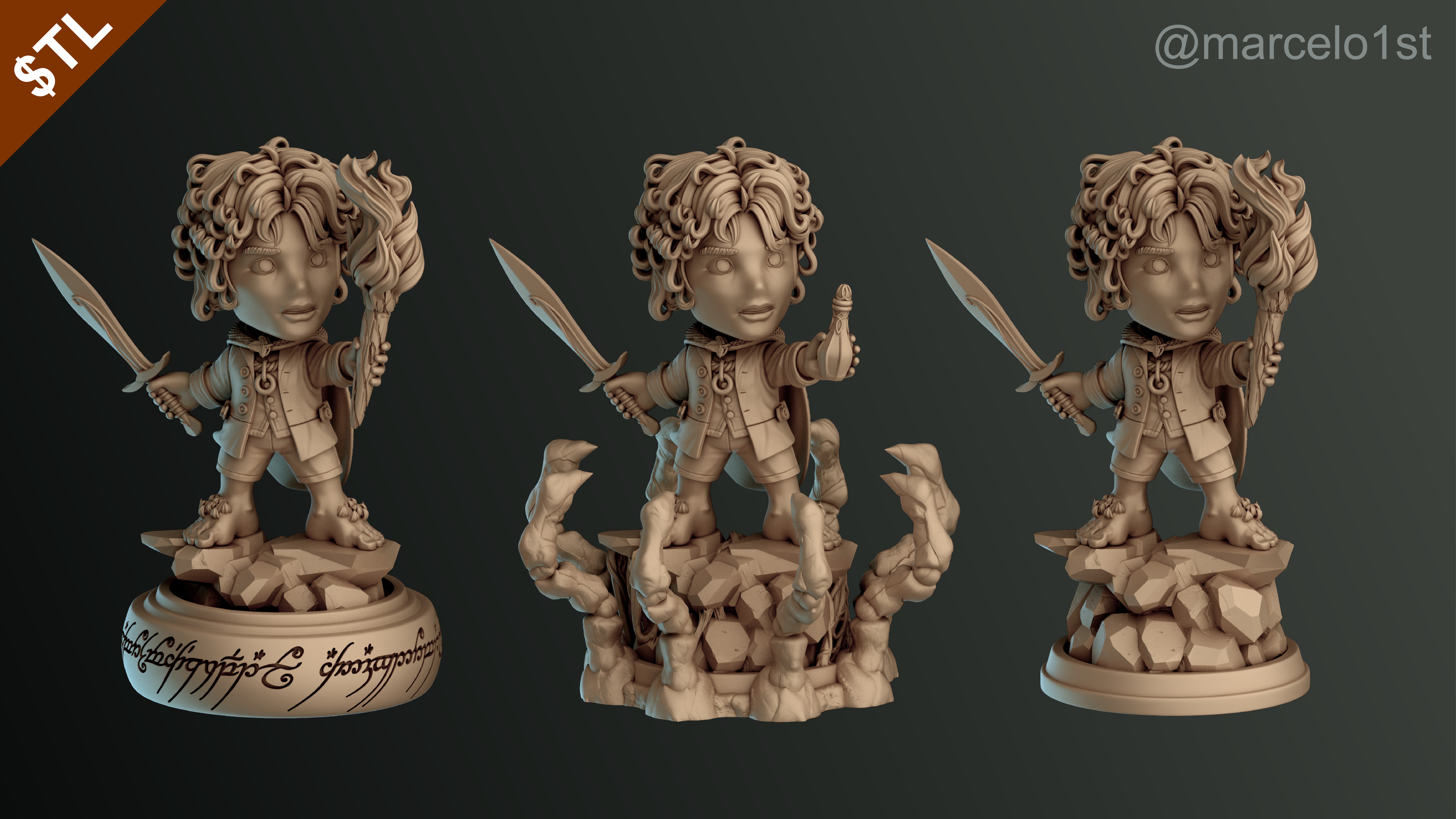 CUTE Frodo Baggins 3D Model - STL for Printing 3D print model_41