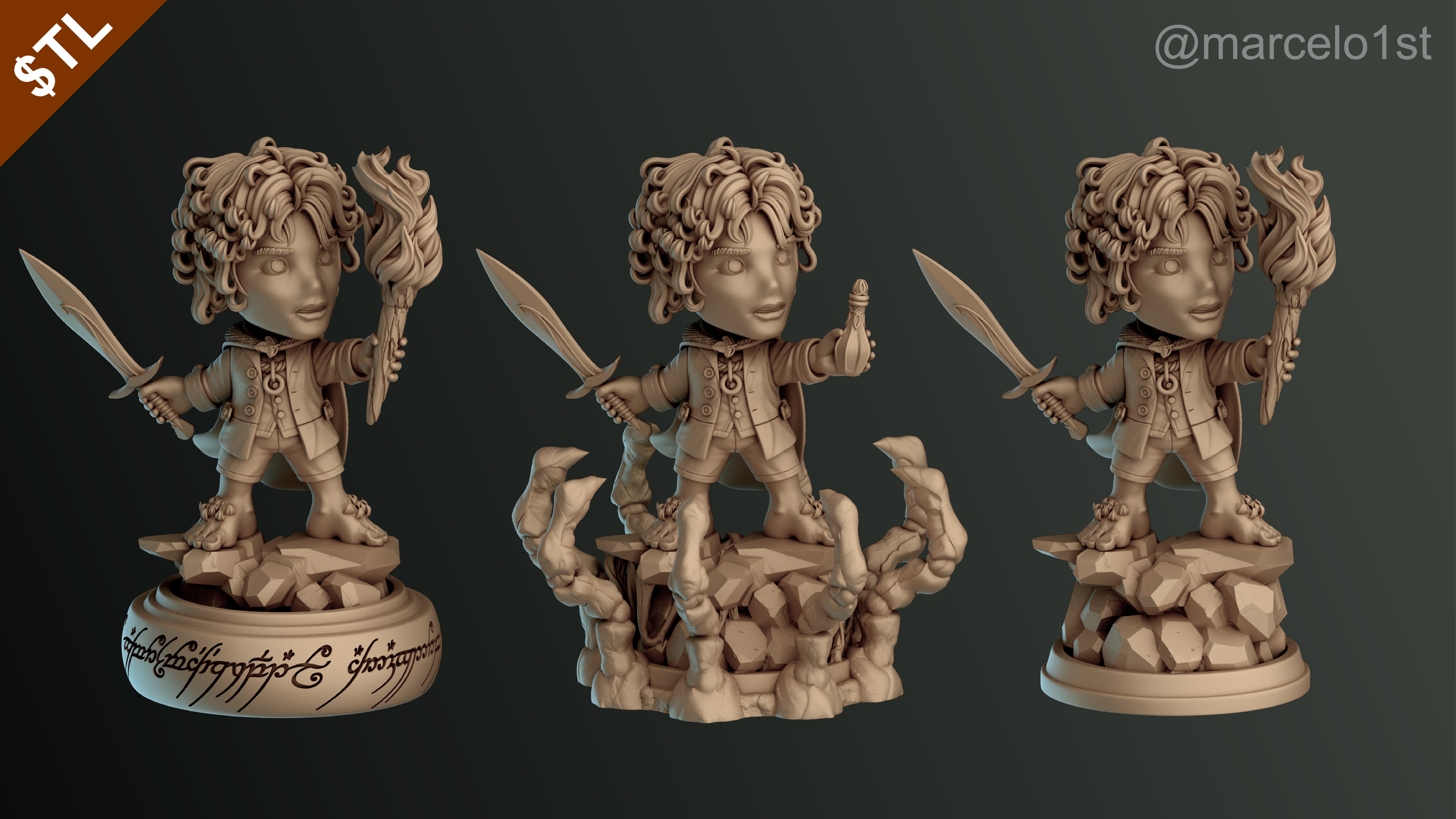 CUTE Frodo Baggins 3D Model - STL for Printing 3D print model_37