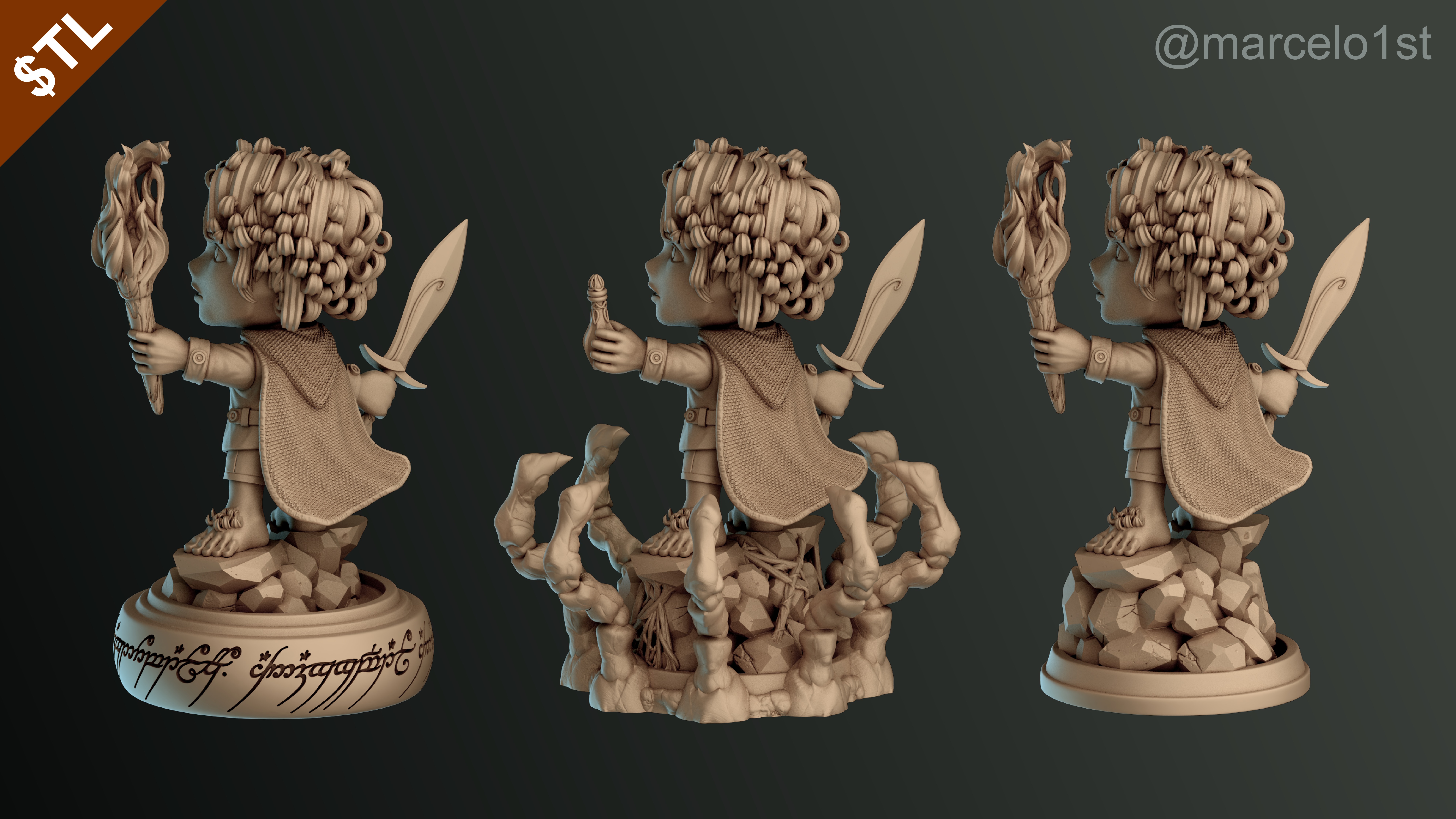 CUTE Frodo Baggins 3D Model - STL for Printing 3D print model_17
