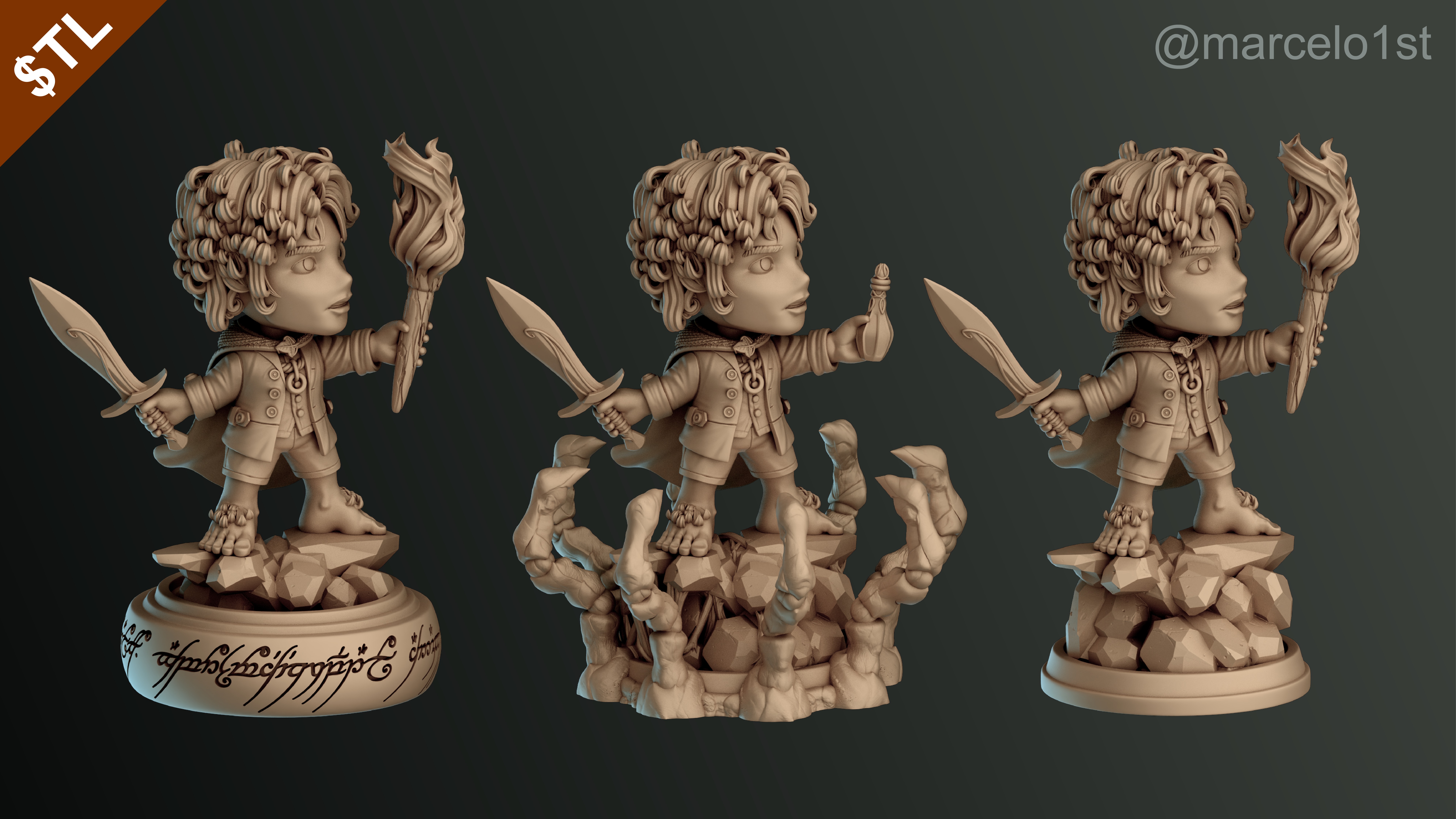 CUTE Frodo Baggins 3D Model - STL for Printing 3D print model_33