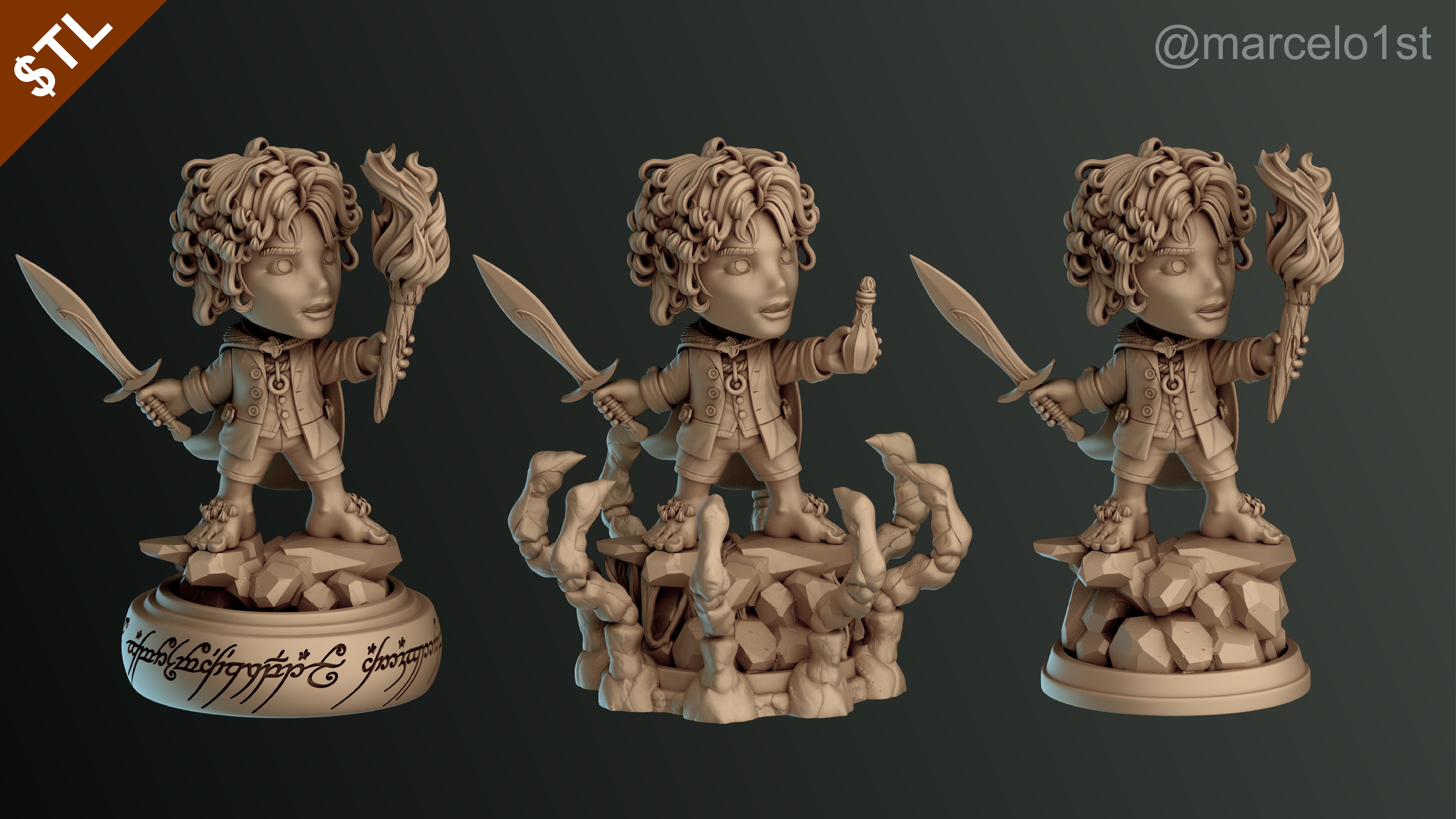 CUTE Frodo Baggins 3D Model - STL for Printing 3D print model_36