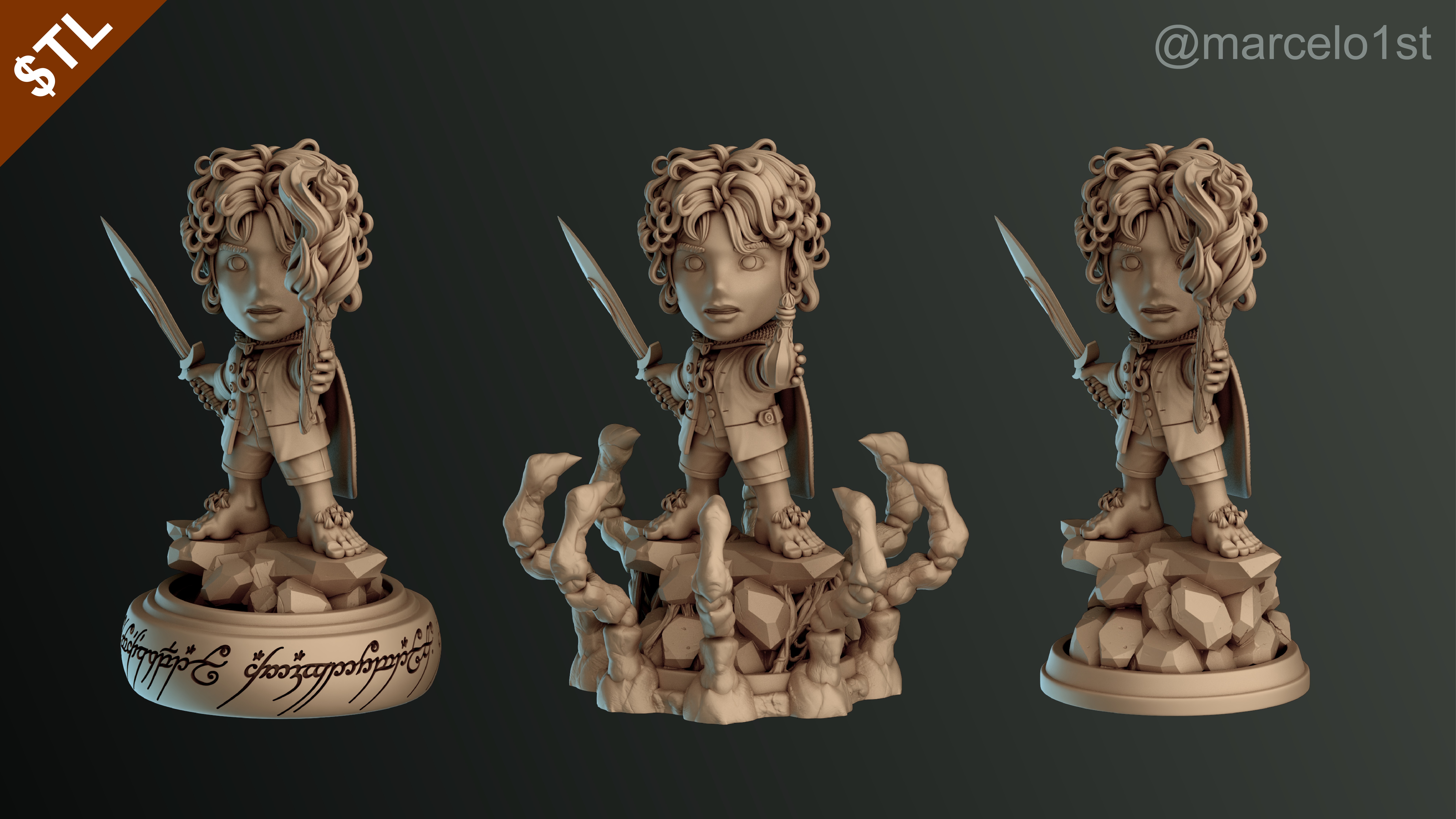 CUTE Frodo Baggins 3D Model - STL for Printing 3D print model_9