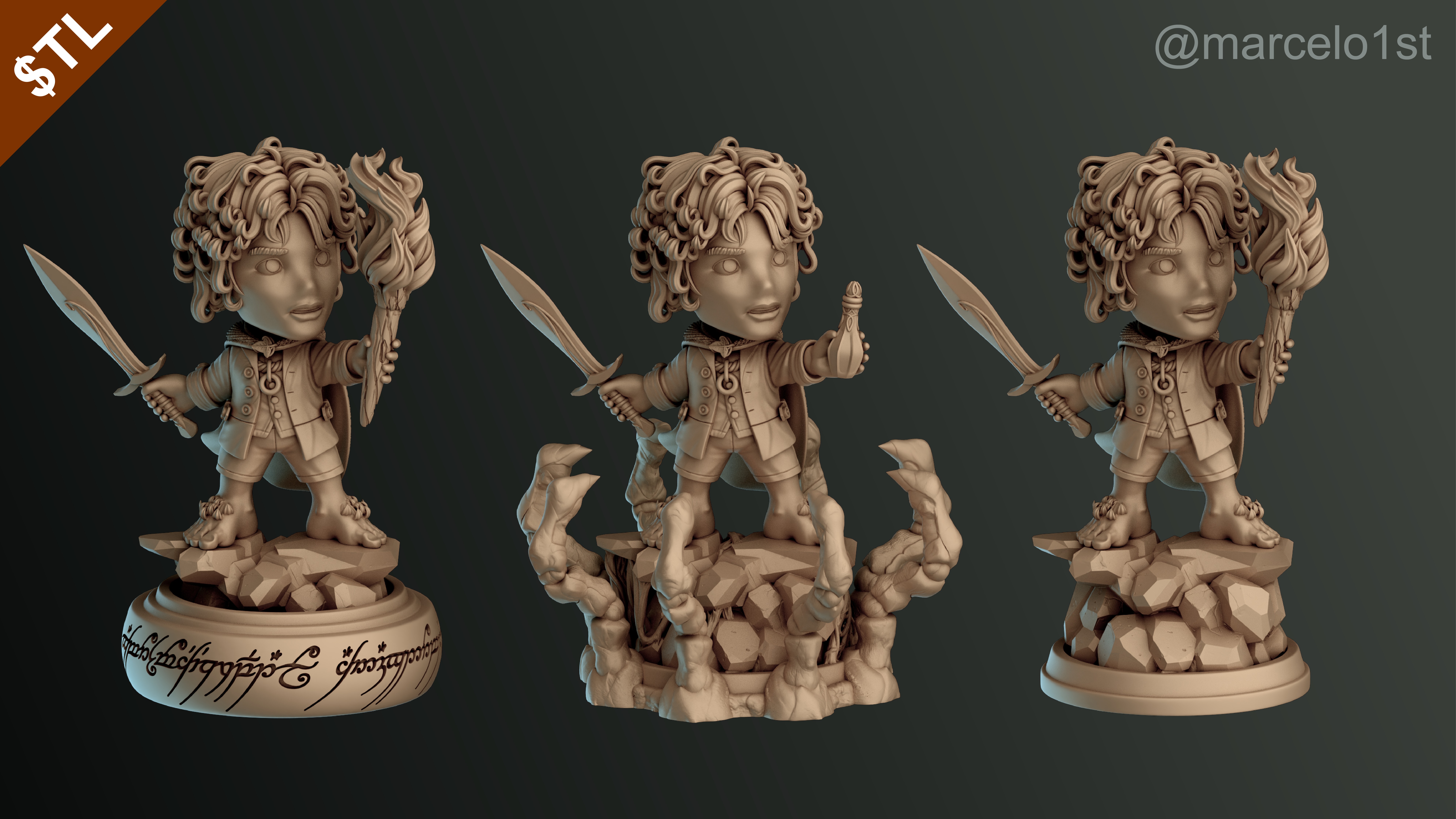 CUTE Frodo Baggins 3D Model - STL for Printing 3D print model_38