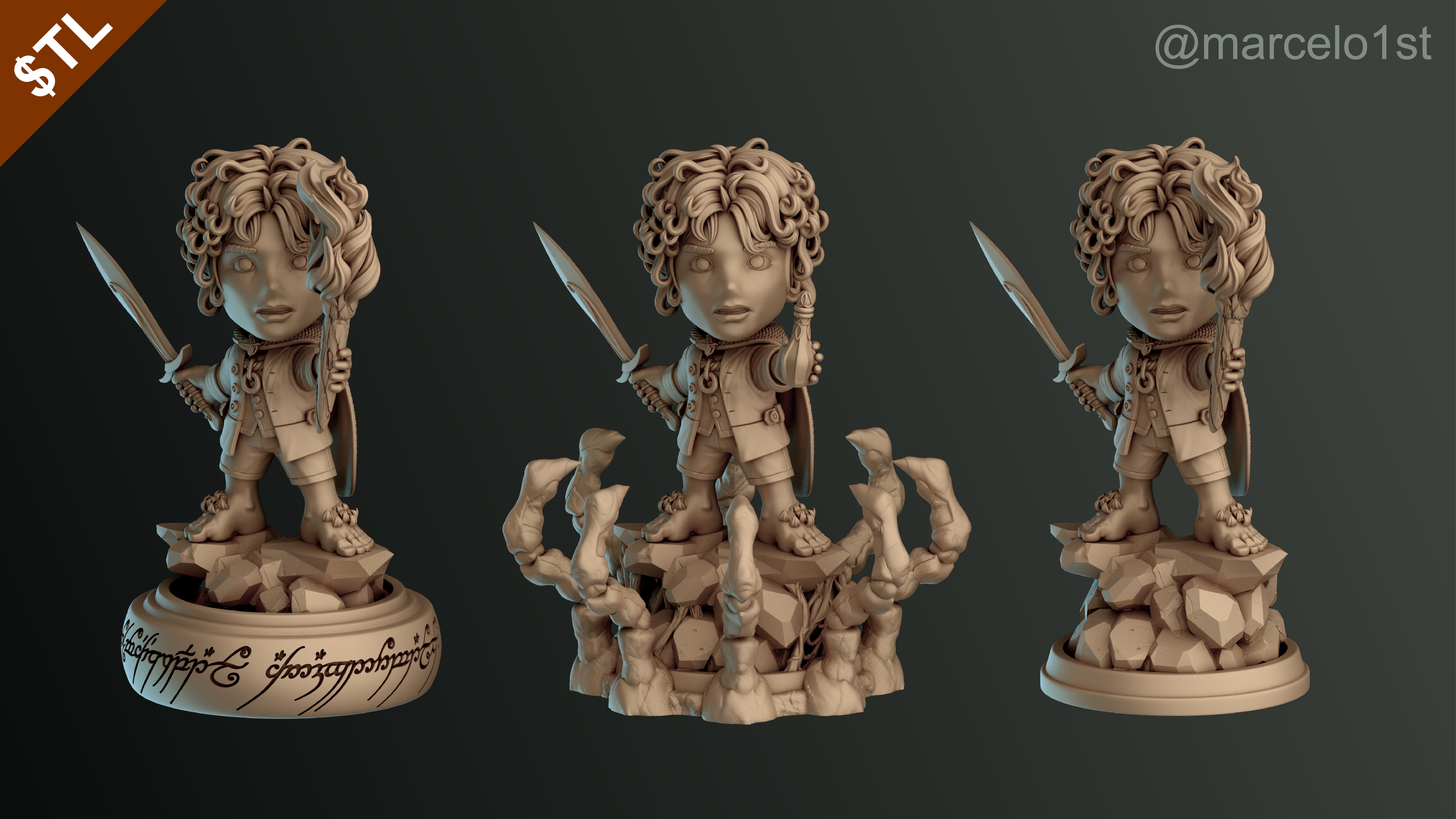 CUTE Frodo Baggins 3D Model - STL for Printing 3D print model_8