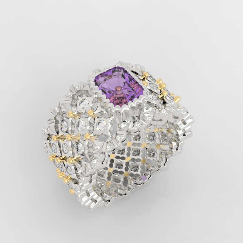 Intricate Gemstone Ring 3D print model_6